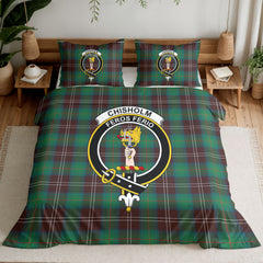 Chisholm Hunting Ancient Tartan Crest Bedding Set