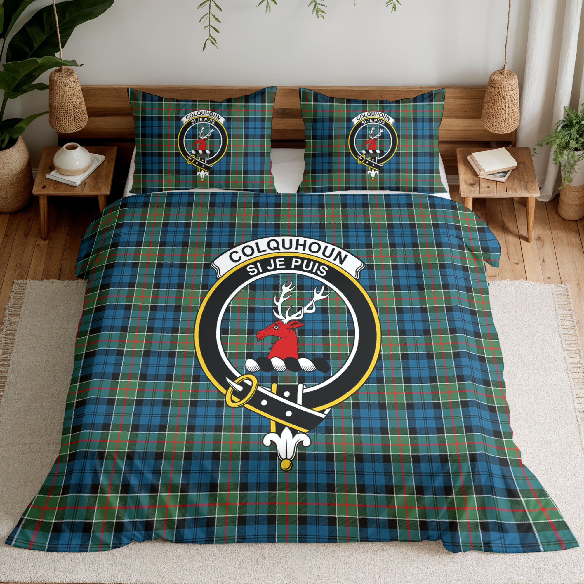 Colquhoun Ancient Tartan Crest Bedding Set