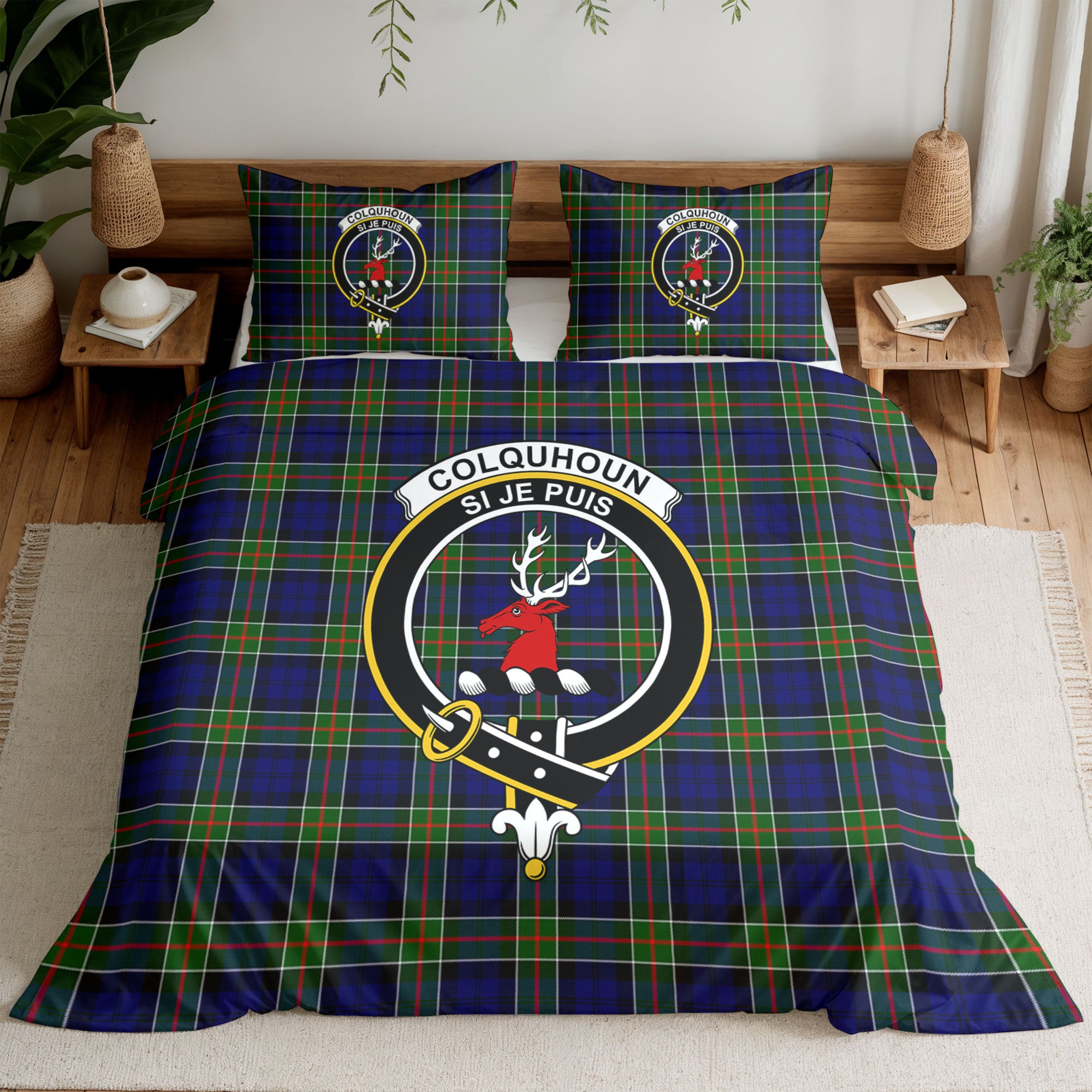 Colquhoun Modern Tartan Crest Bedding Set
