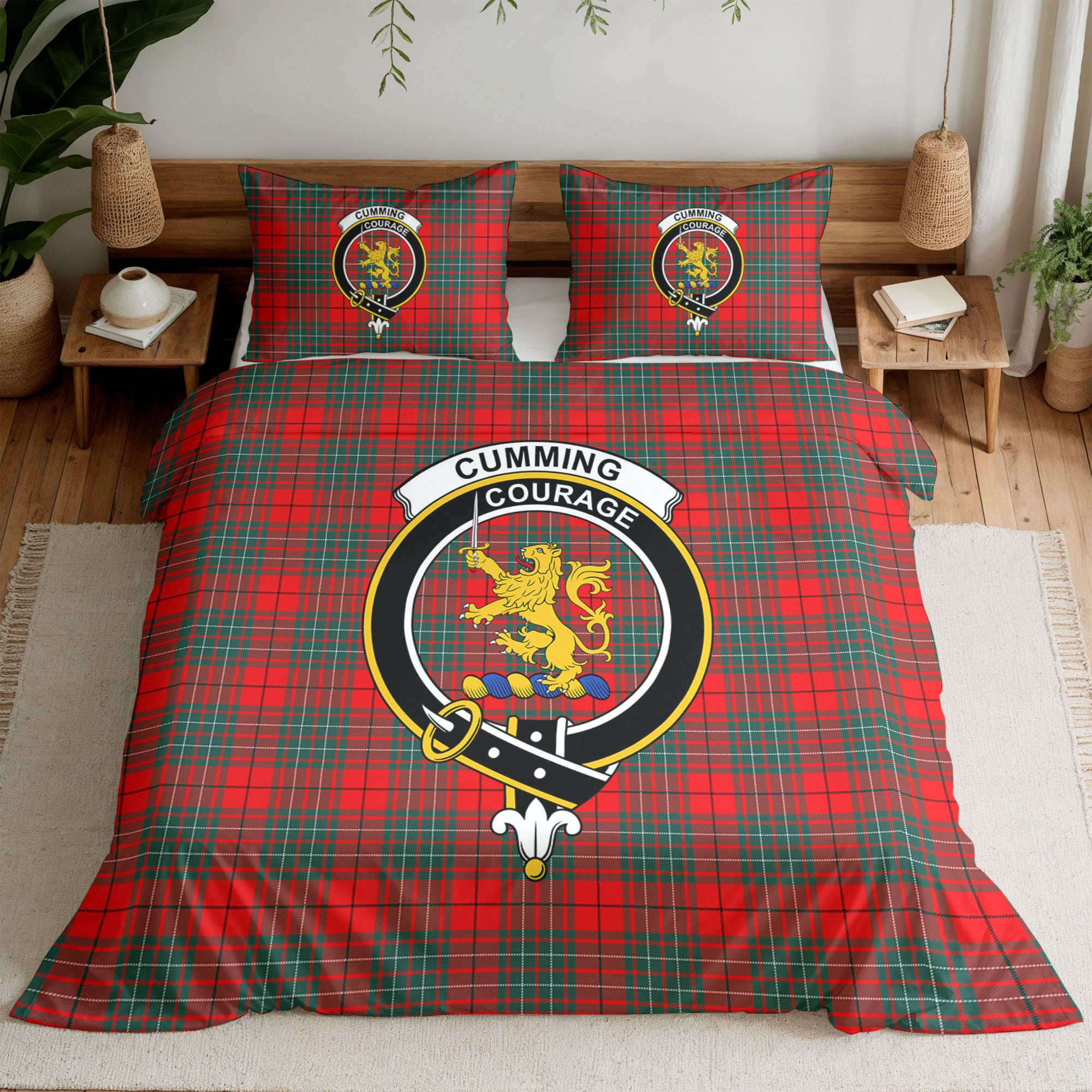 Cumming Modern Tartan Crest Bedding Set