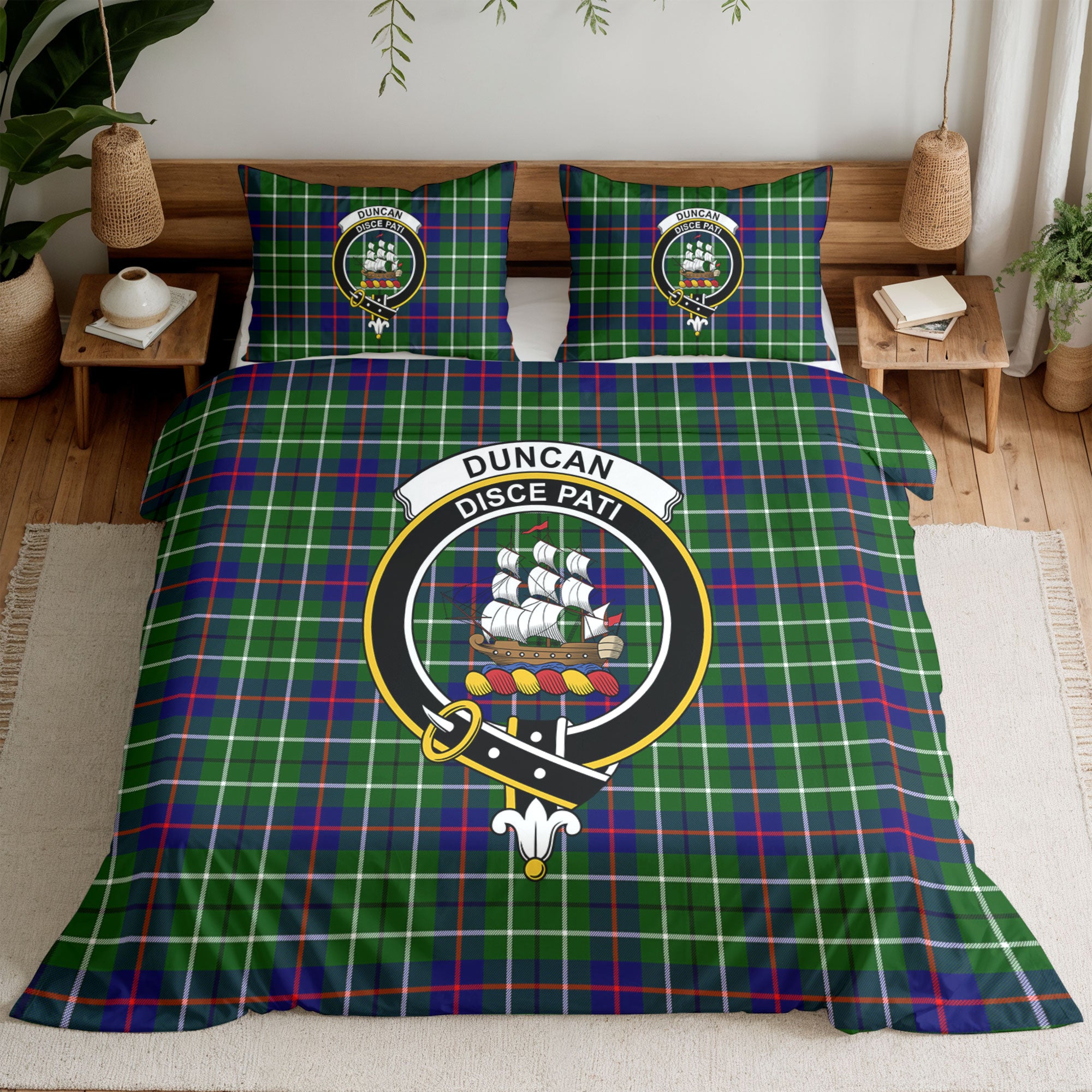 Duncan Modern Tartan Crest Bedding Set