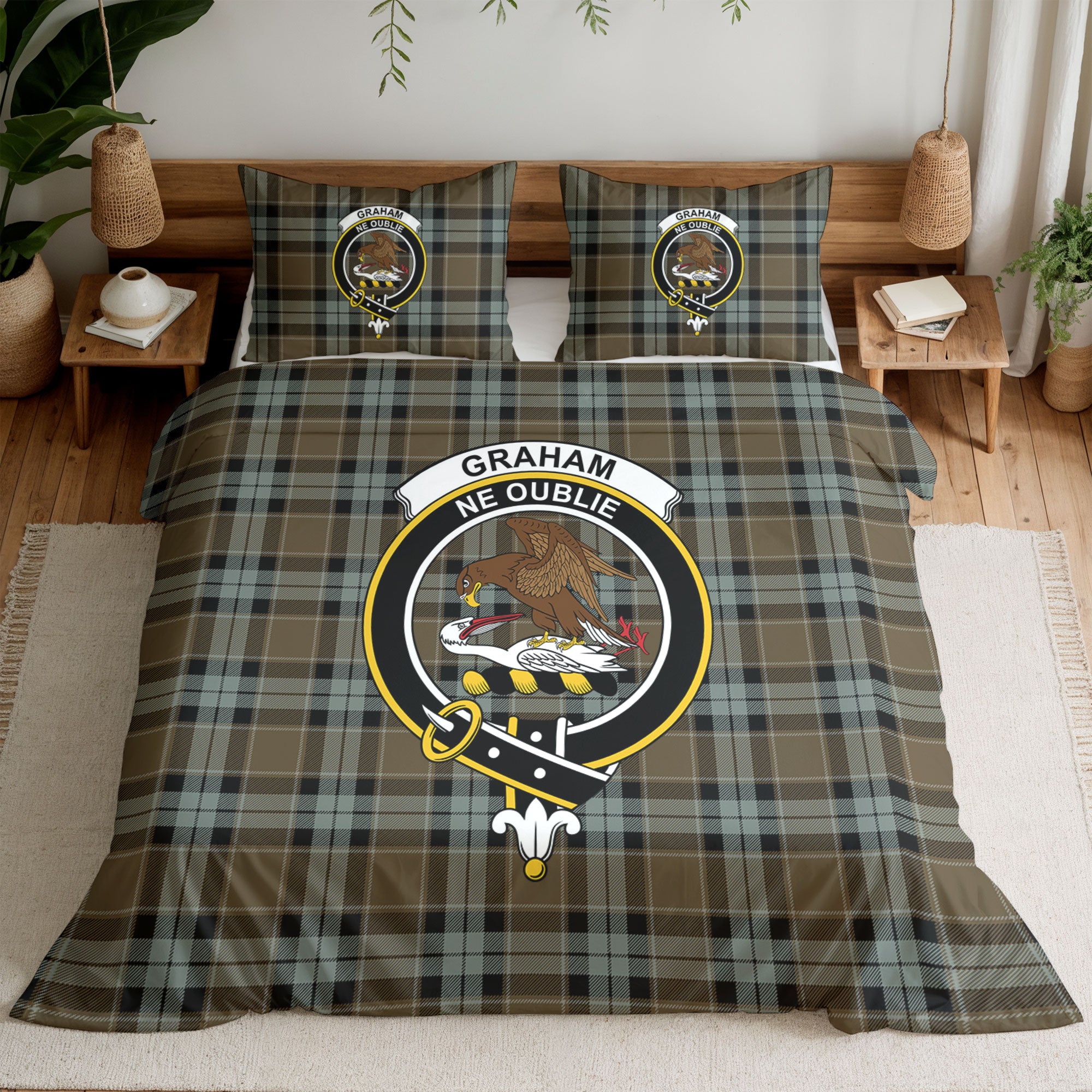 Graham of Menteith Weathered Tartan Crest Bedding Set
