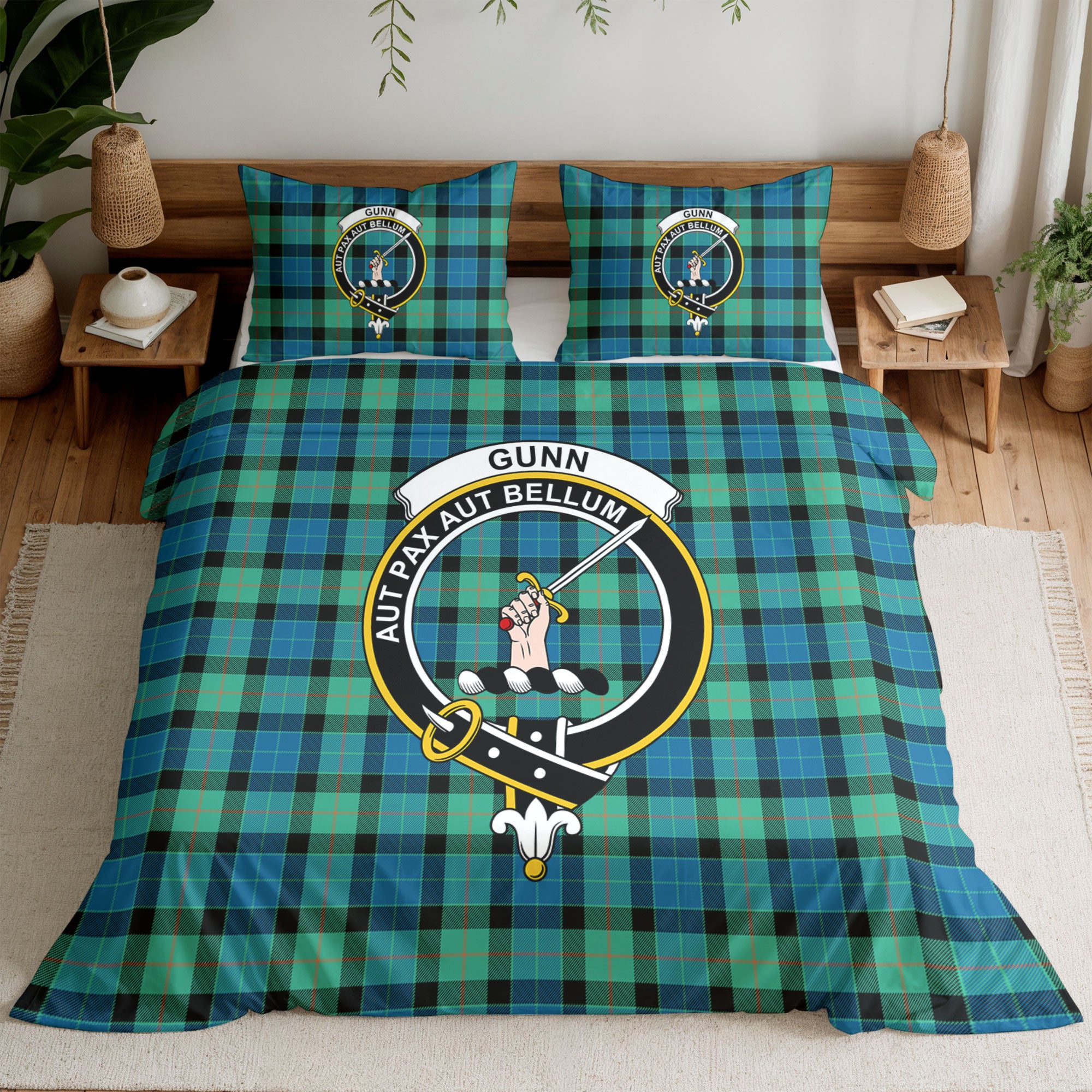 Gunn Ancient Tartan Crest Bedding Set
