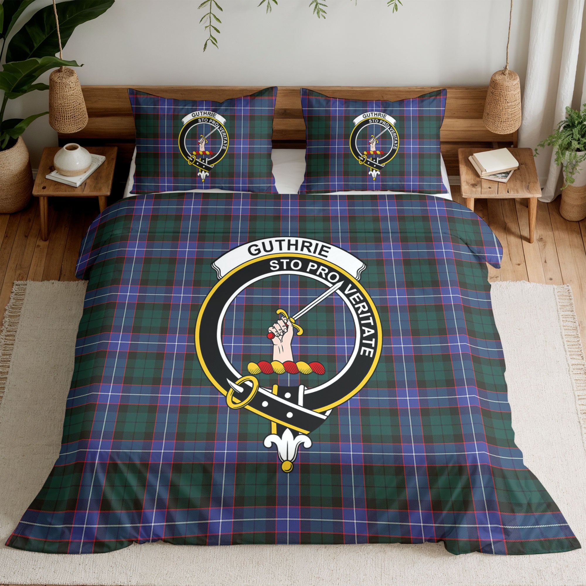 Guthrie Modern Tartan Crest Bedding Set