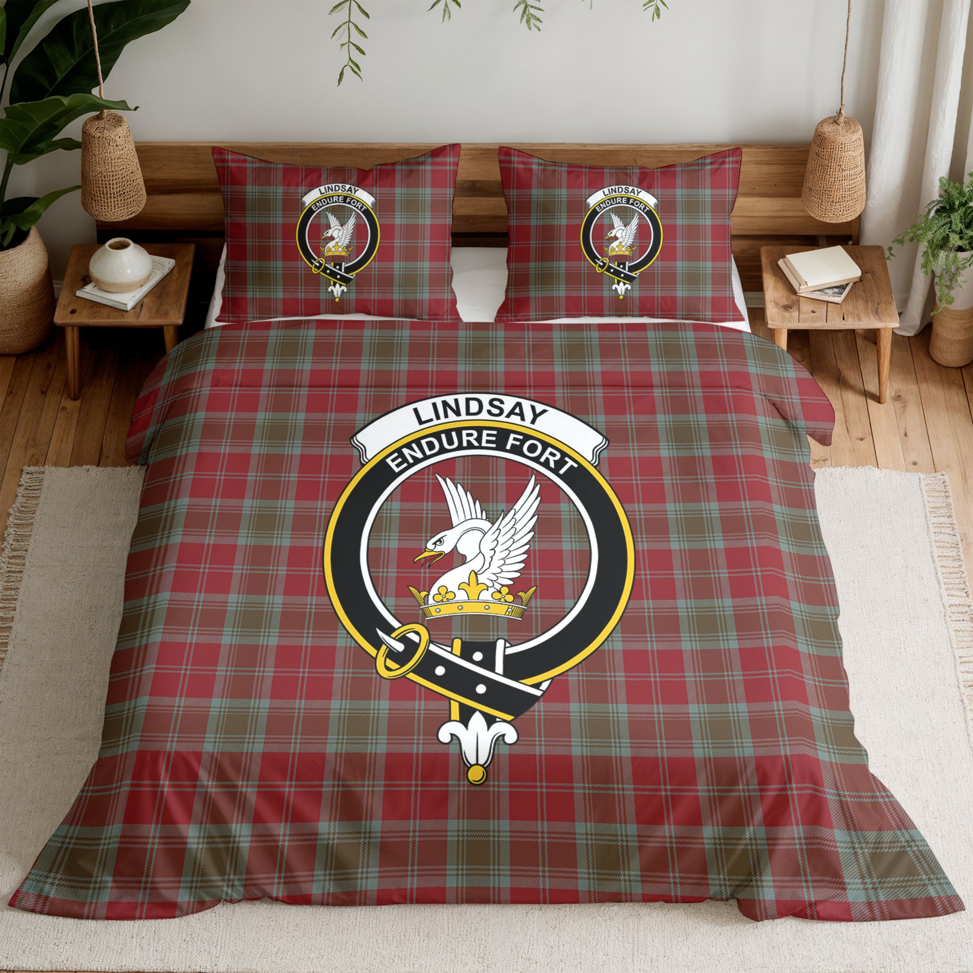 Lindsay Weathered Tartan Crest Bedding Set