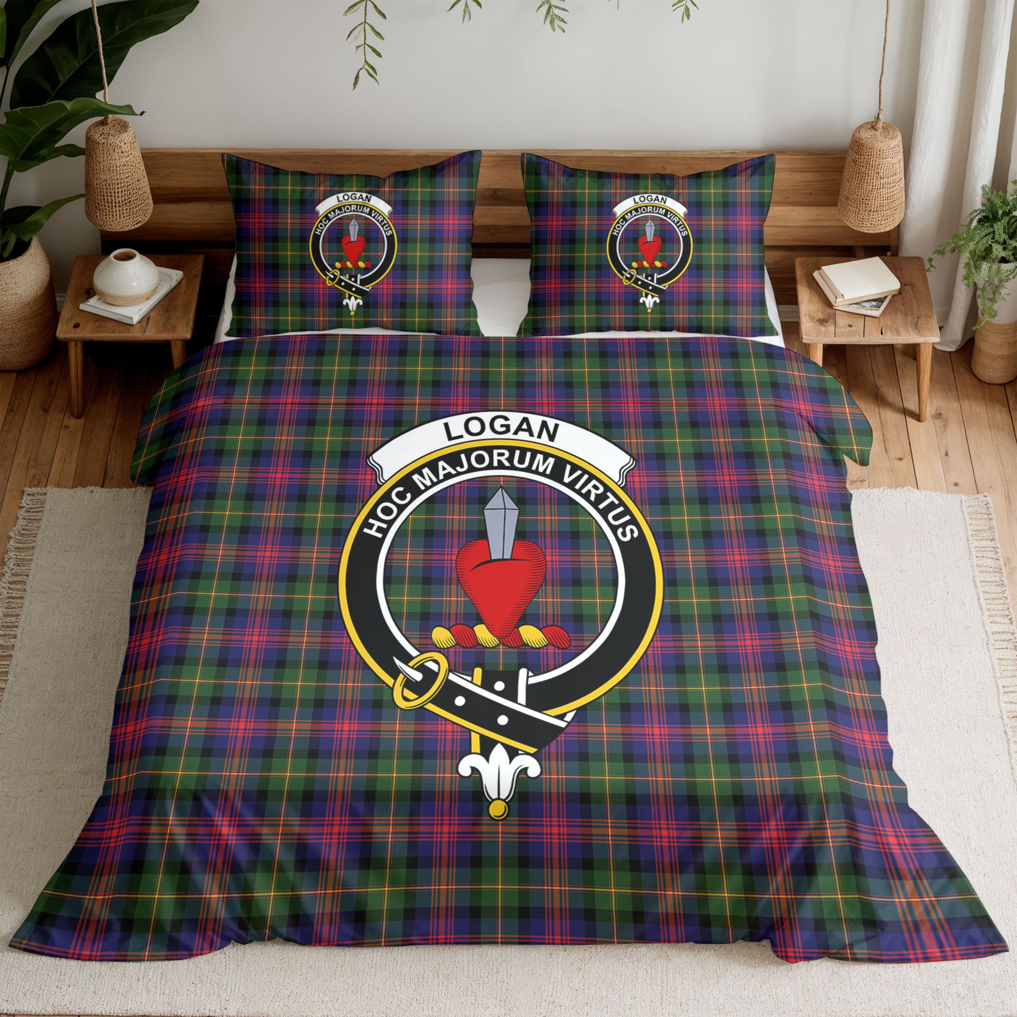 Logan Modern Tartan Crest Bedding Set