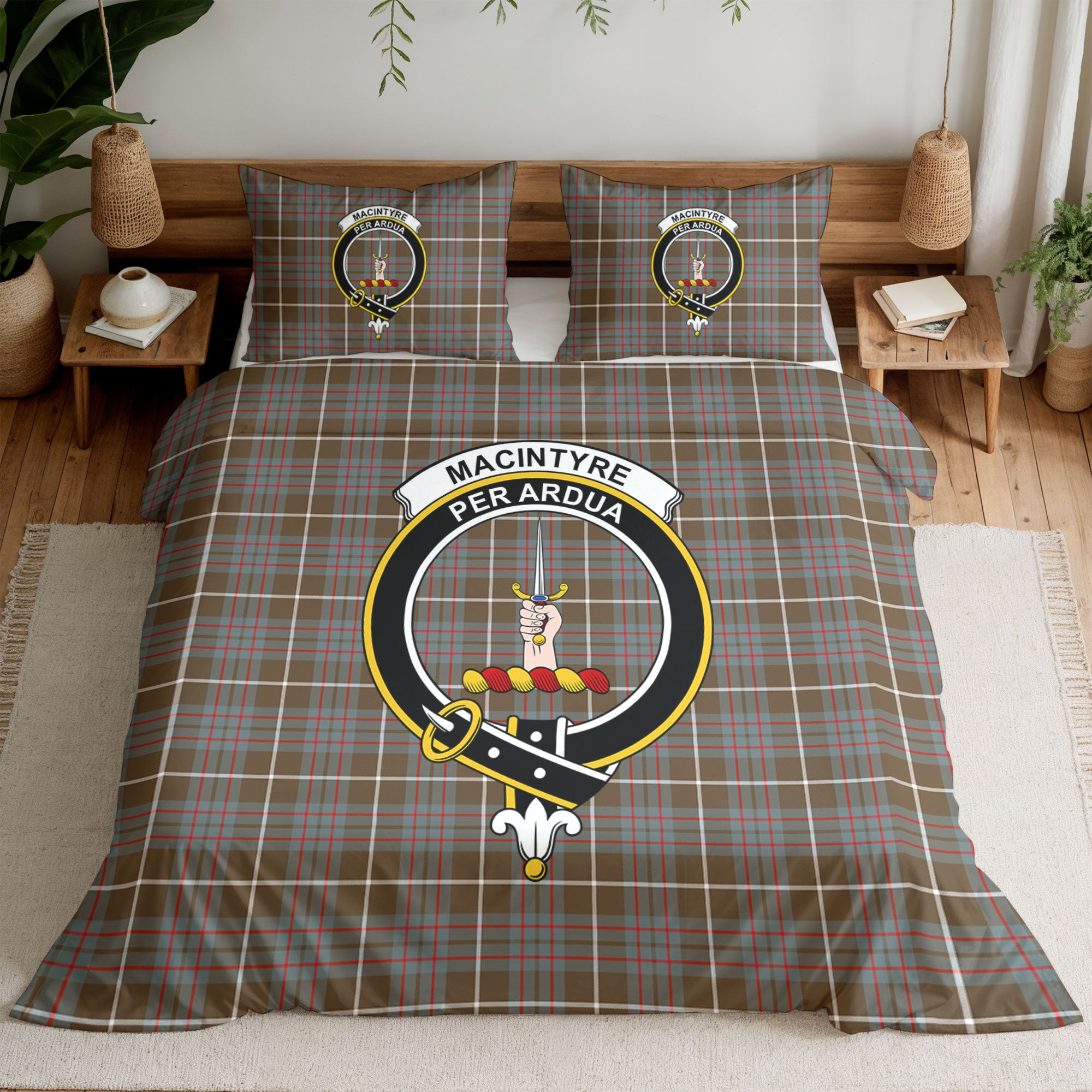 MacIntyre Hunting Weathered Tartan Crest Bedding Set