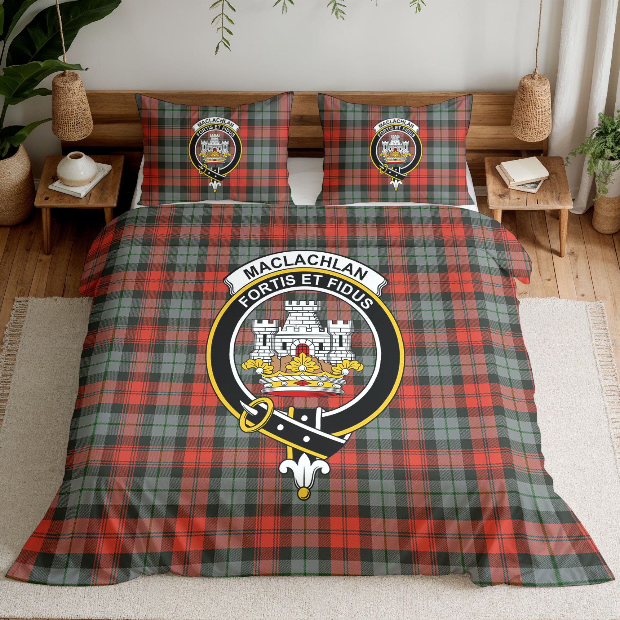 MacLachlan Weathered Tartan Crest Bedding Set