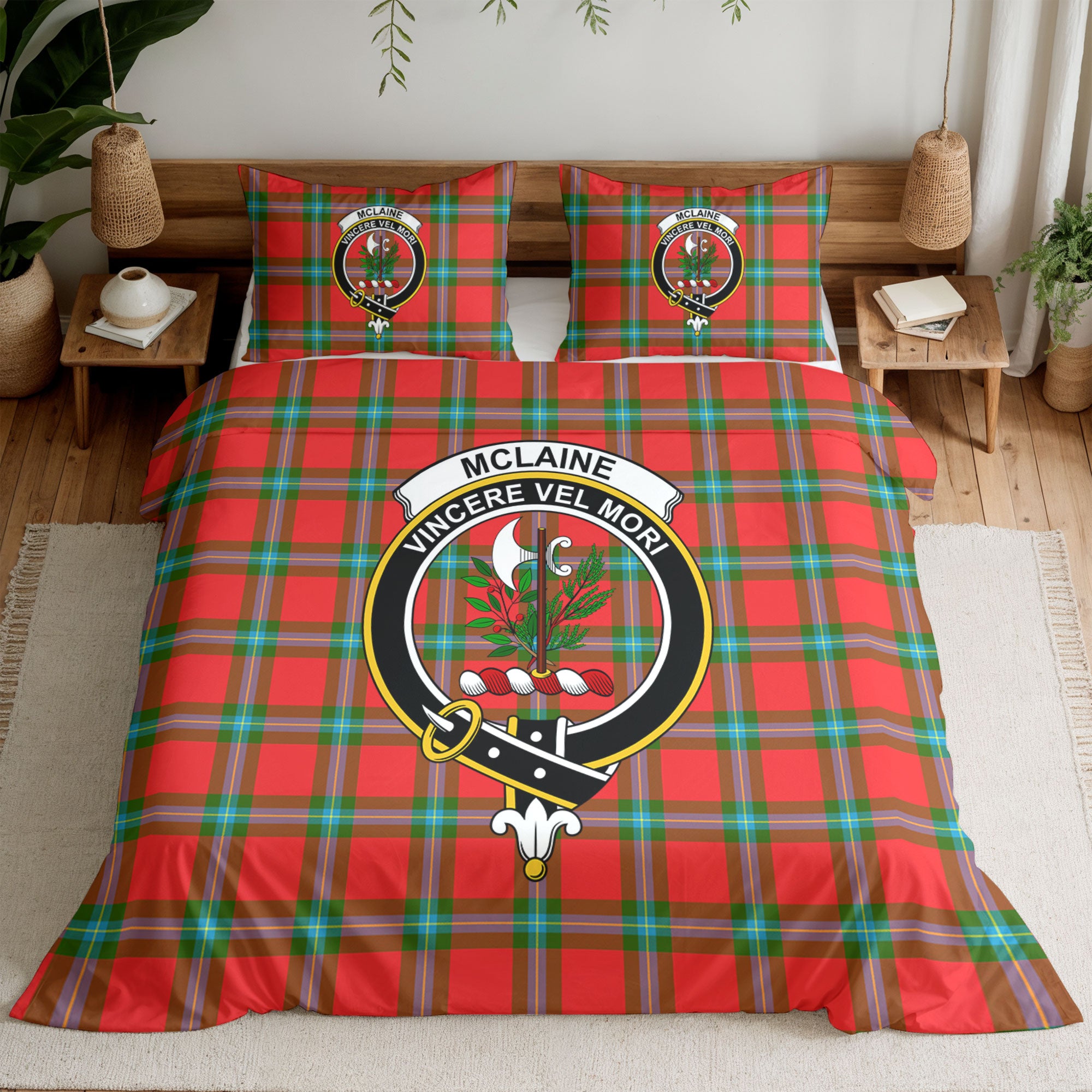McLaine of Loch Buie Tartan Crest Bedding Set