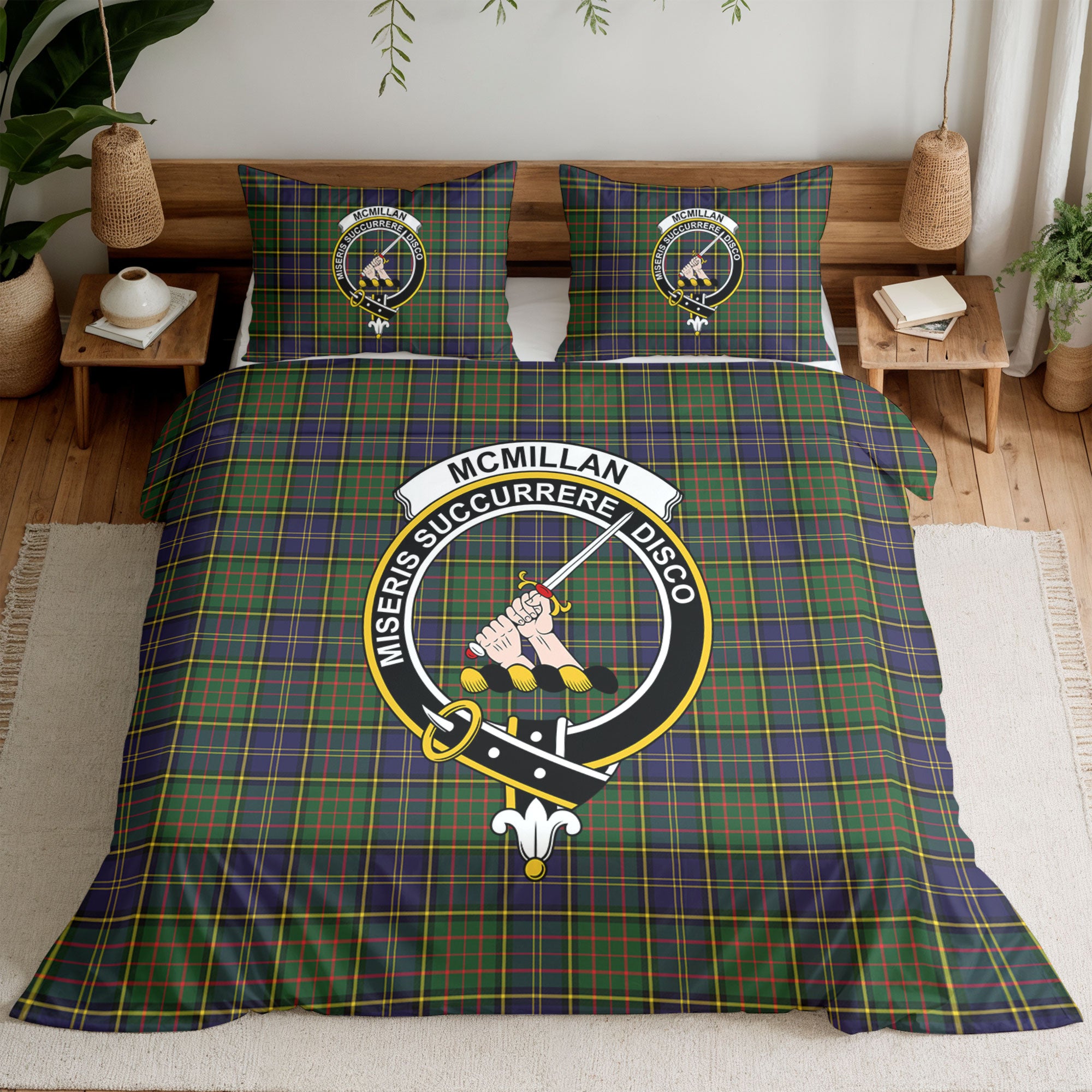 McMillan Hunting Modern Tartan Crest Bedding Set