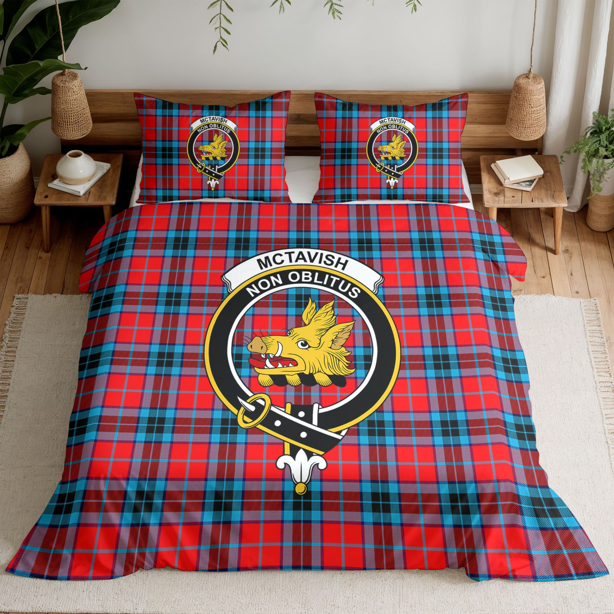 McTavish Modern Tartan Crest Bedding Set