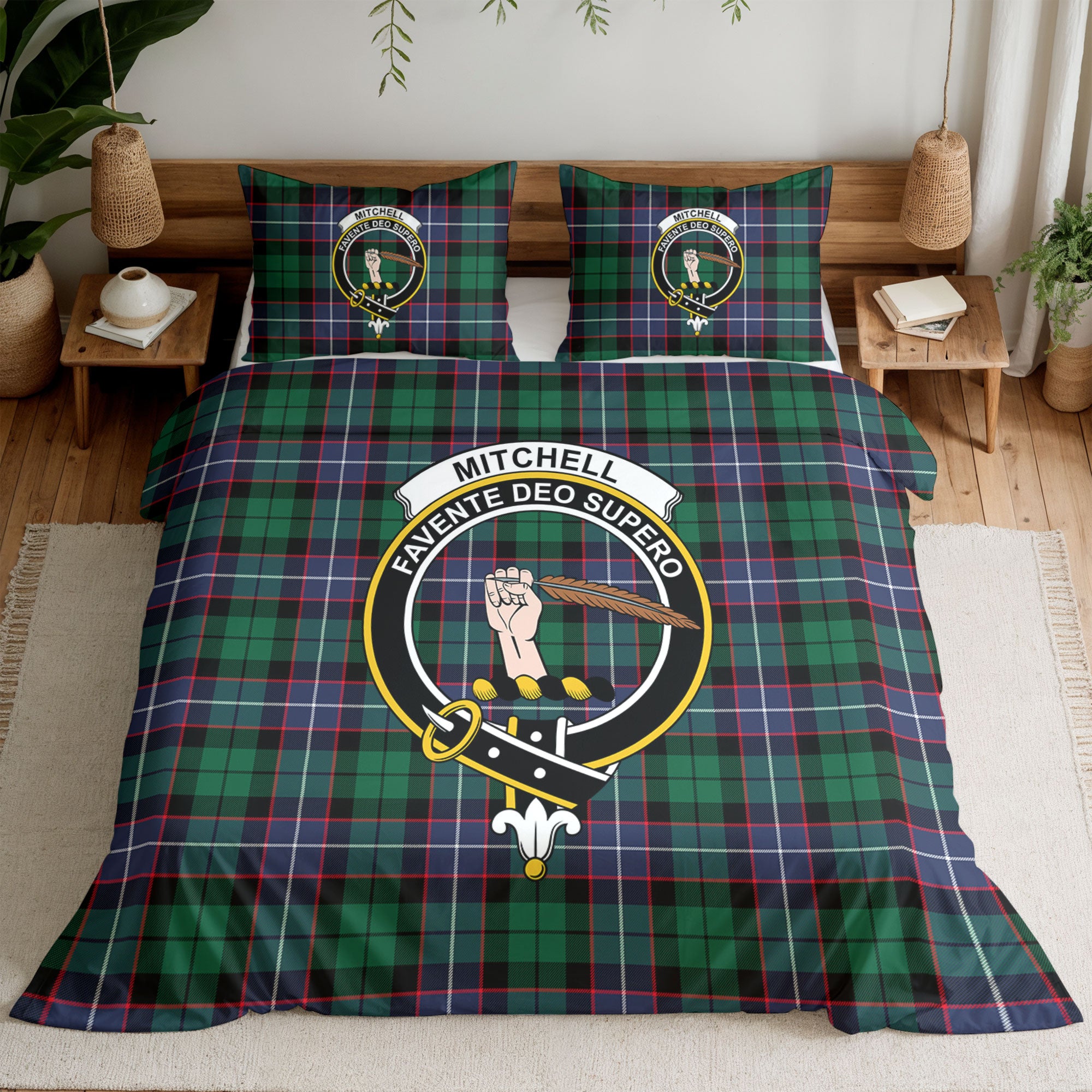 Mitchell Modern Tartan Crest Bedding Set