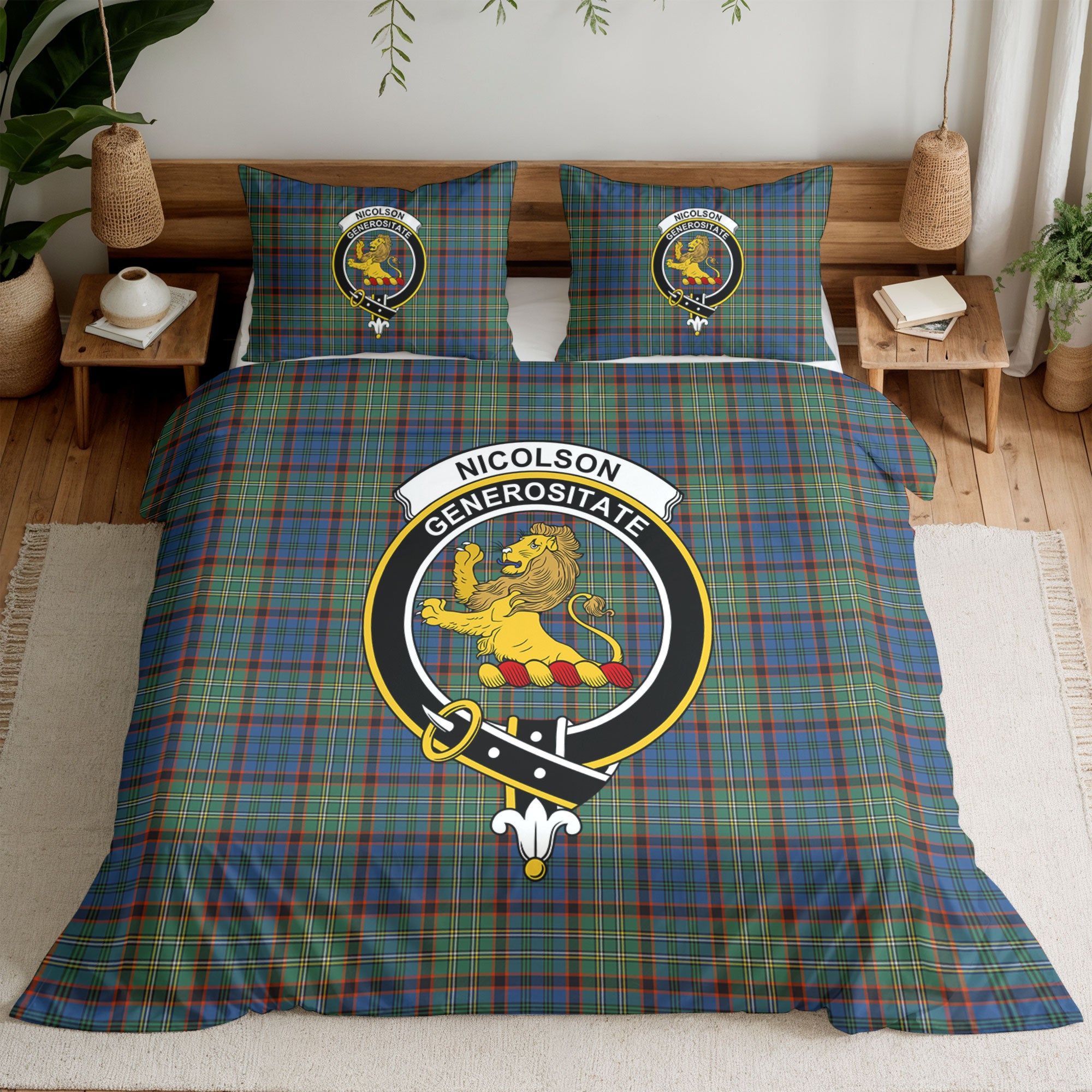 Nicolson Hunting Ancient Tartan Crest Bedding Set
