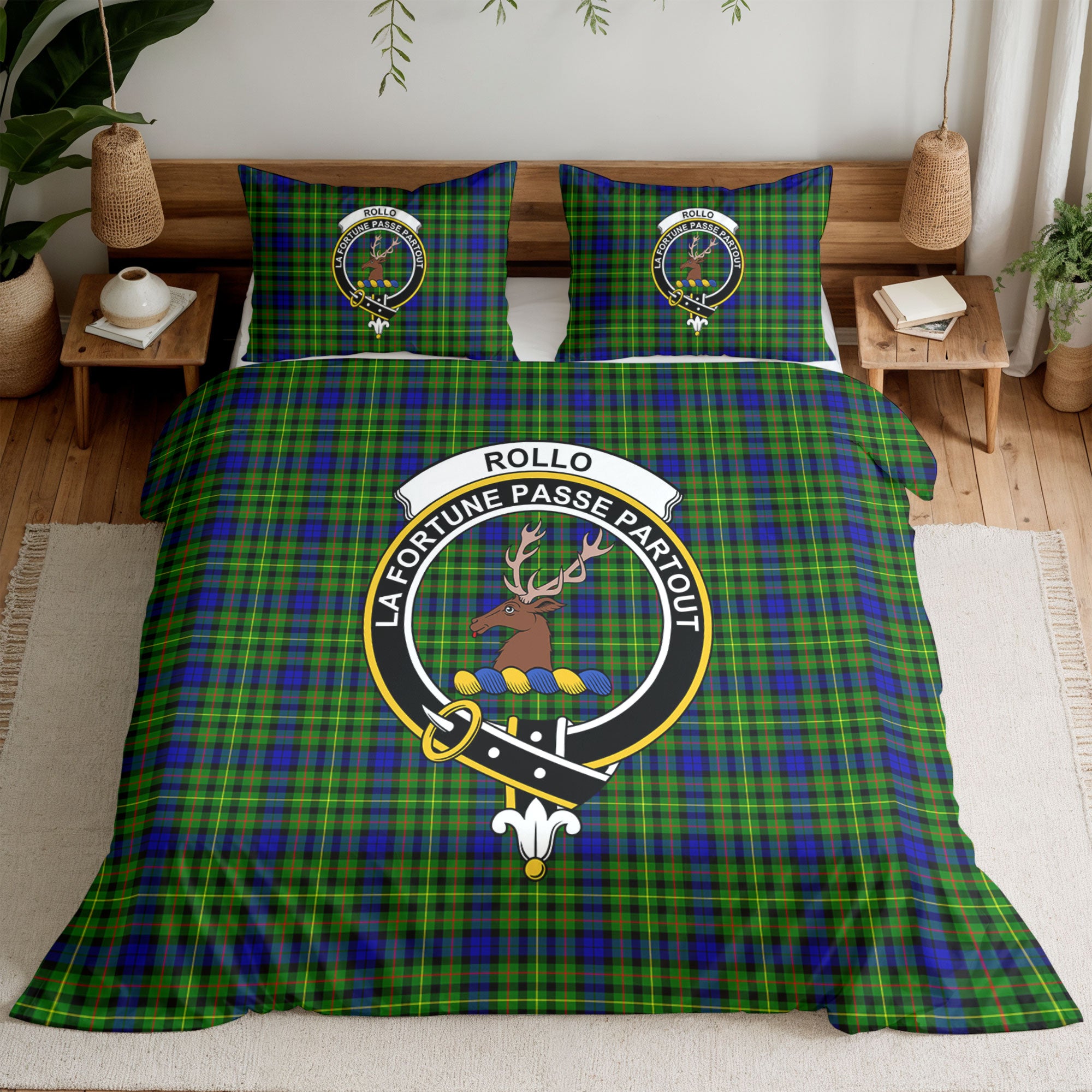 Rollo Modern Tartan Crest Bedding Set