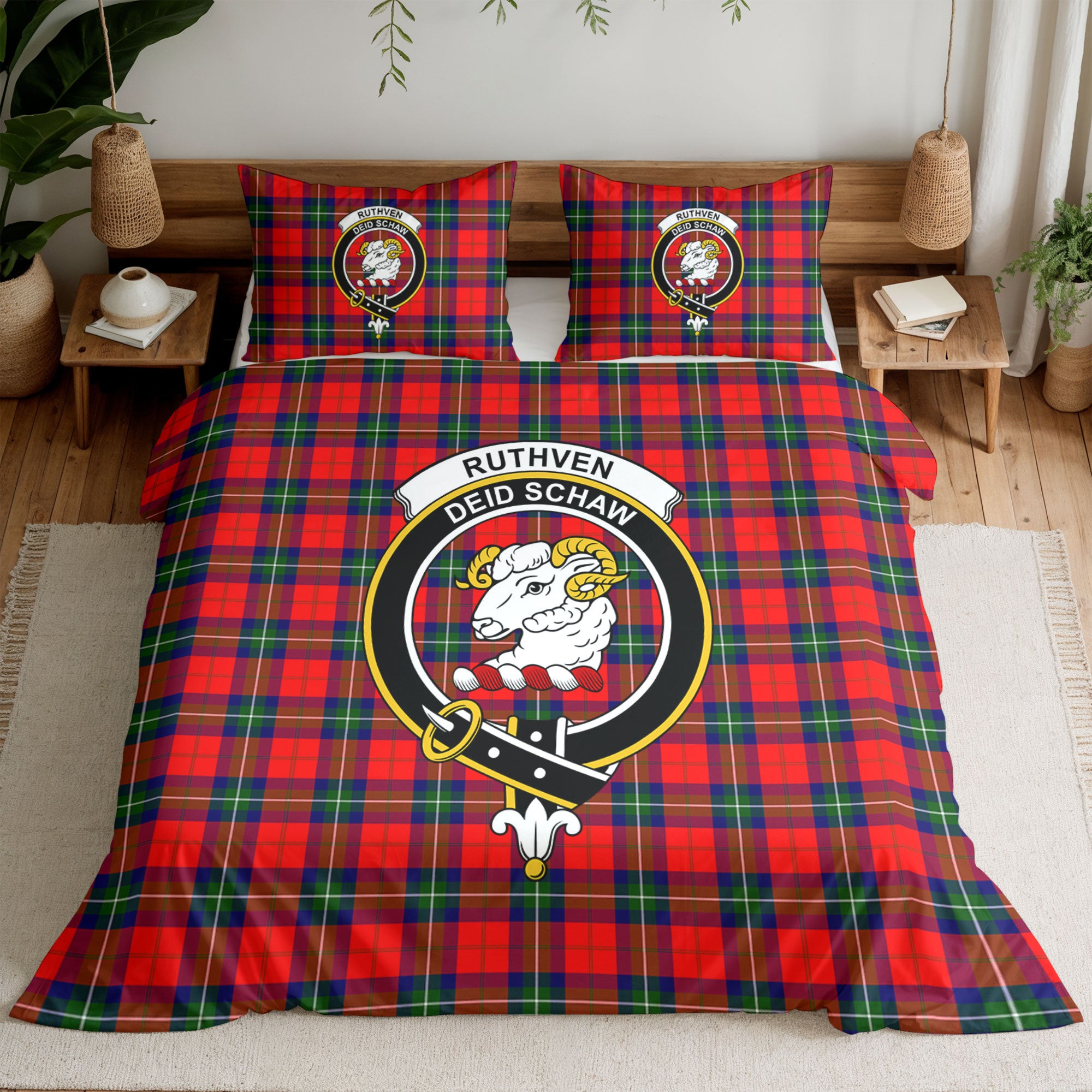 Ruthven Modern Tartan Crest Bedding Set