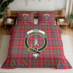 Shaw Red Modern Tartan Crest Bedding Set