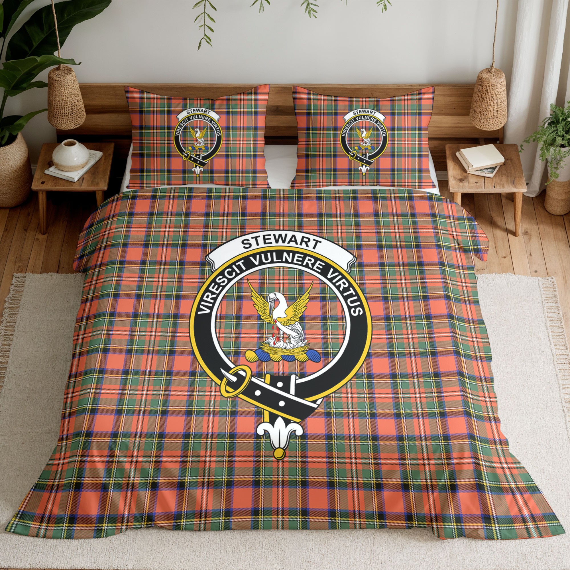 Stewart Royal Ancient Tartan Crest Bedding Set