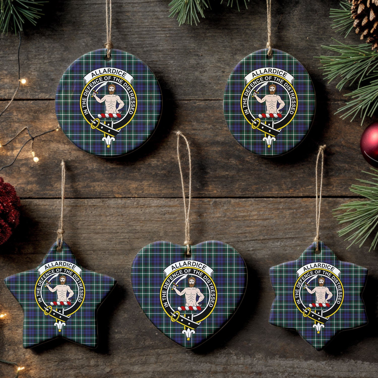 Allardice Tartan Crest Christmas Ceramic Ornament