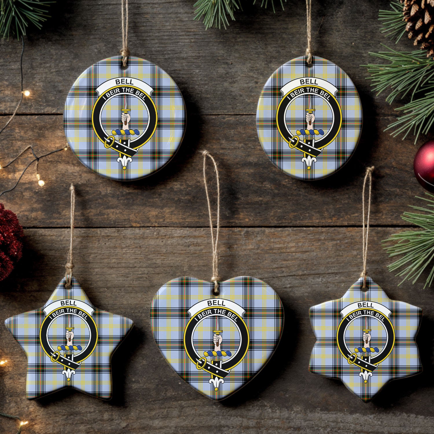 Bell of the Borders Tartan Crest Christmas Ceramic Ornament