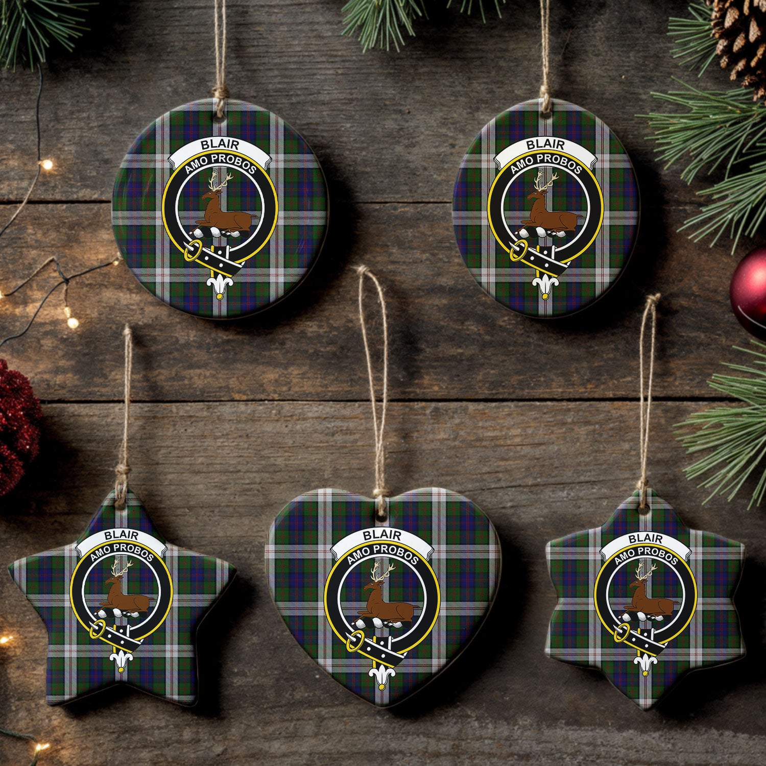 Blair Dress Tartan Crest Christmas Ceramic Ornament