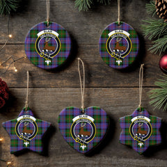 Blair Modern Tartan Crest Christmas Ceramic Ornament