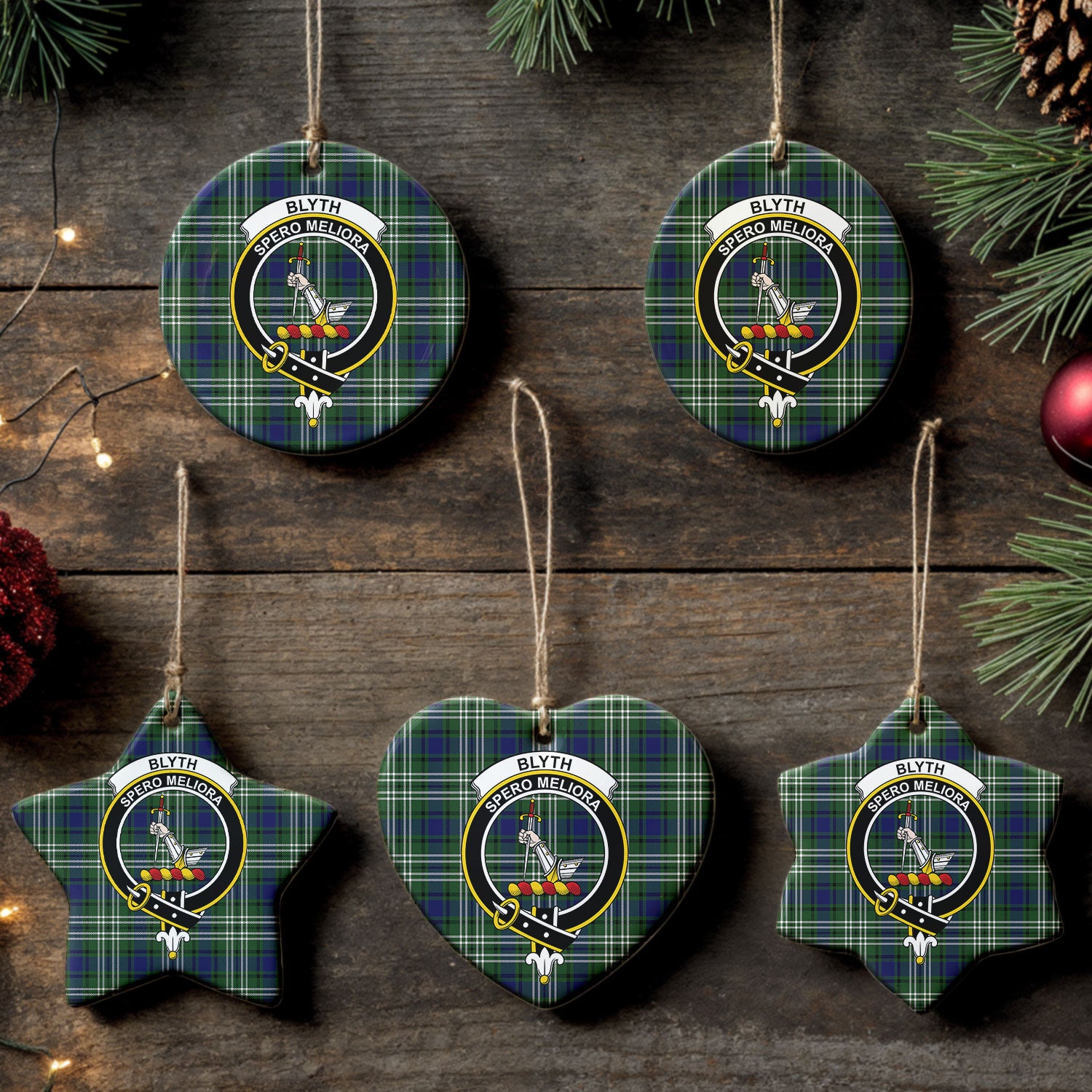 Blyth Tartan Crest Christmas Ceramic Ornament