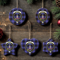Dunlop Modern Tartan Crest Christmas Ceramic Ornament
