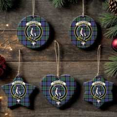 Fletcher Modern Tartan Crest Christmas Ceramic Ornament
