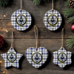 Hannay Modern Tartan Crest Christmas Ceramic Ornament