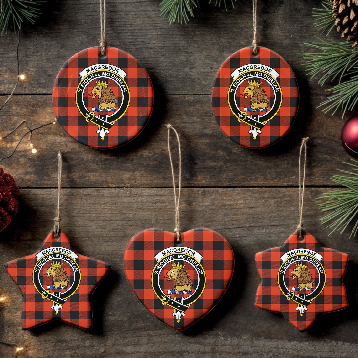 MacGregor Rob Roy Ancient Tartan Crest Christmas Ceramic Ornament