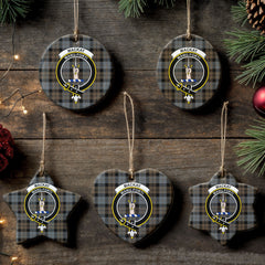 MacKay Weathered Tartan Crest Christmas Ceramic Ornament