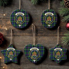 MacKenzie Modern Tartan Crest Christmas Ceramic Ornament