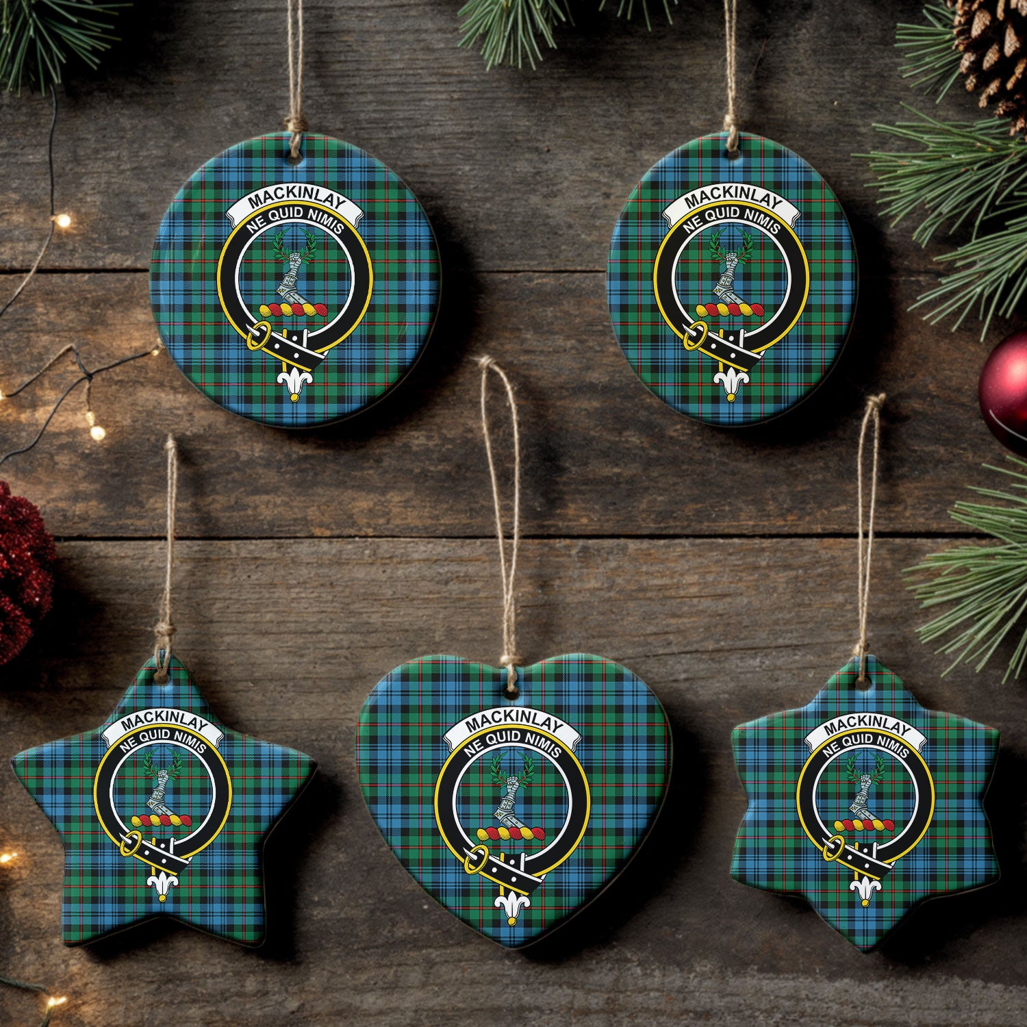MacKinlay Ancient Tartan Crest Christmas Ceramic Ornament
