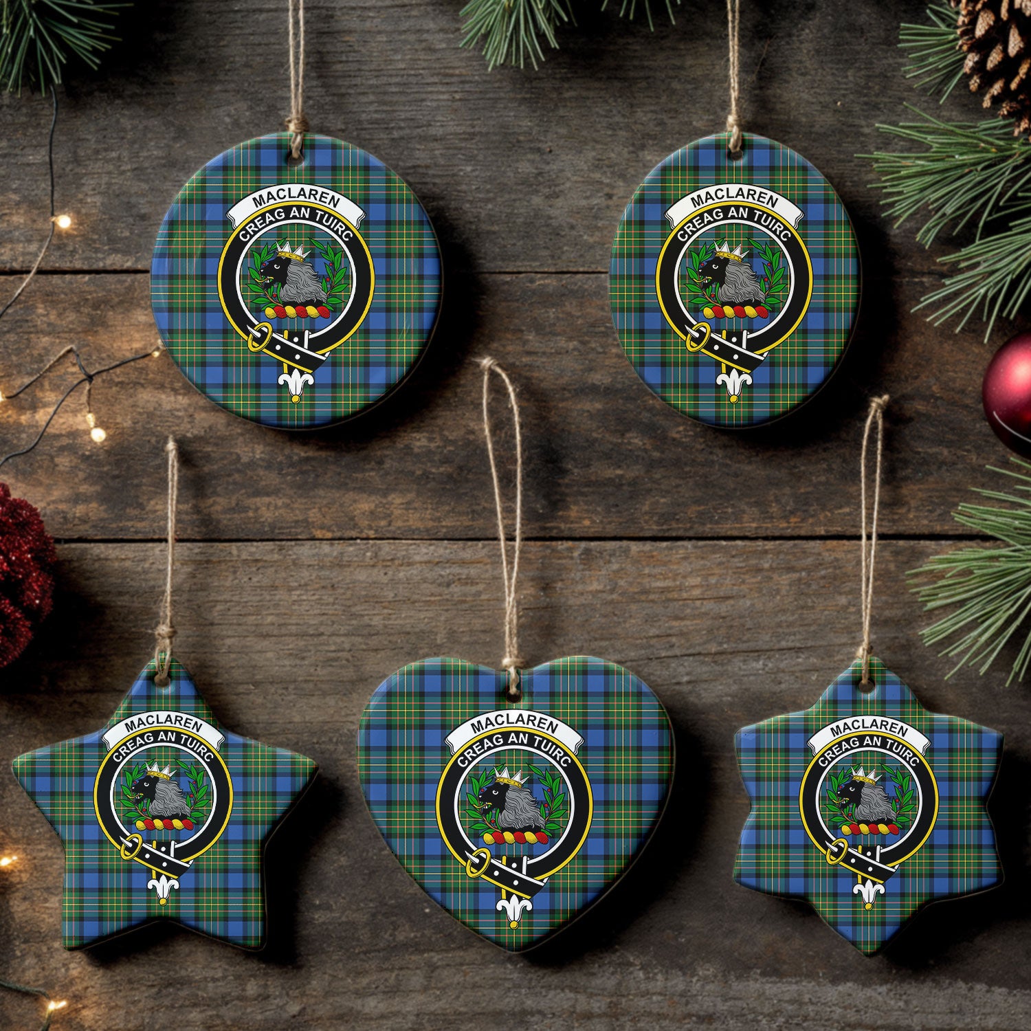 MacLaren Ancient Tartan Crest Christmas Ceramic Ornament