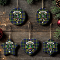MacLaren Modern Tartan Crest Christmas Ceramic Ornament