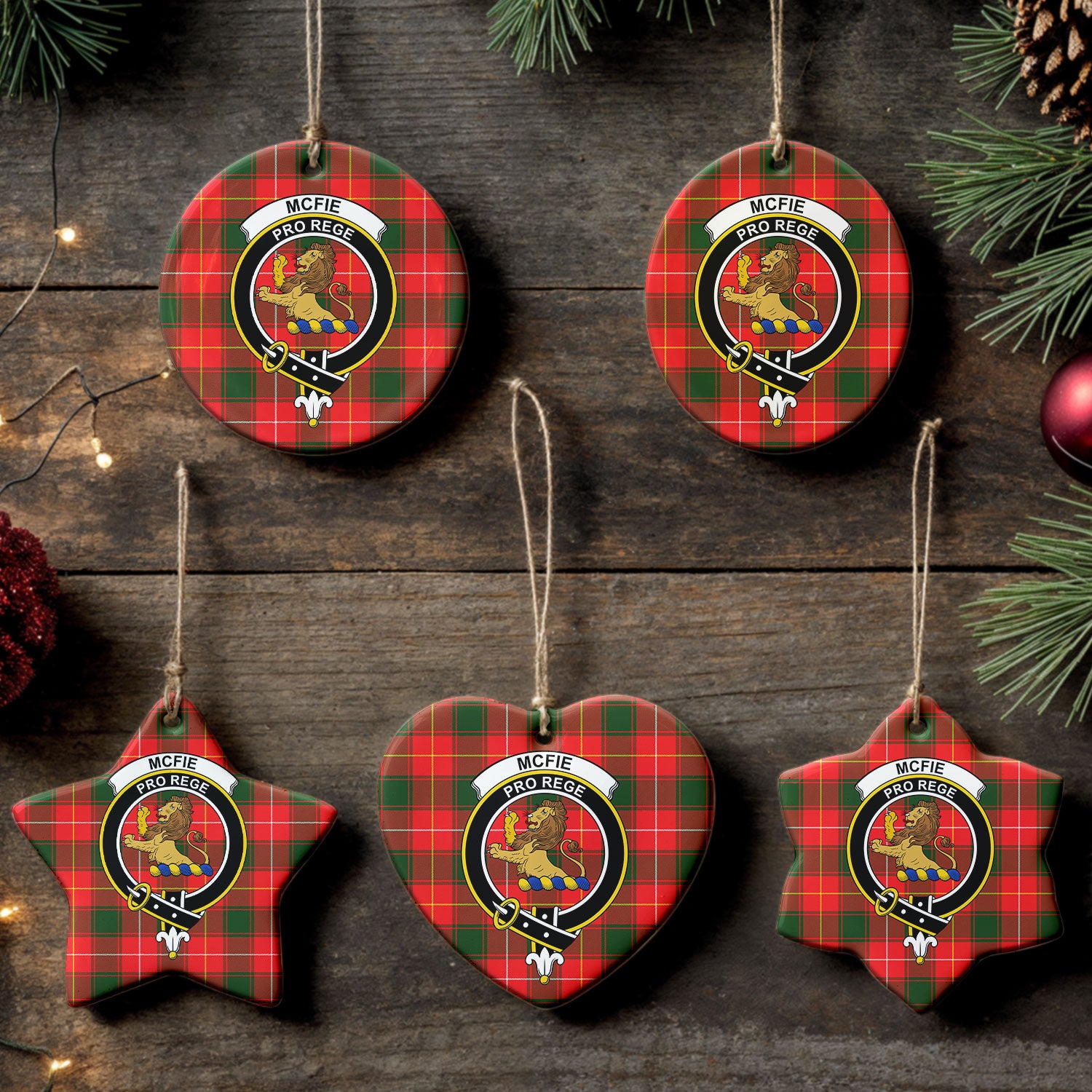 McFie Tartan Crest Christmas Ceramic Ornament