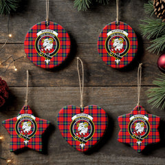 Ruthven Modern Tartan Crest Christmas Ceramic Ornament