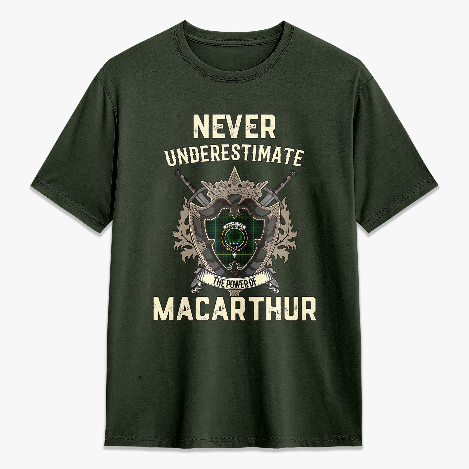 MacArthur Modern Tartan Crest 2D T-shirt - Never Underestimate Style