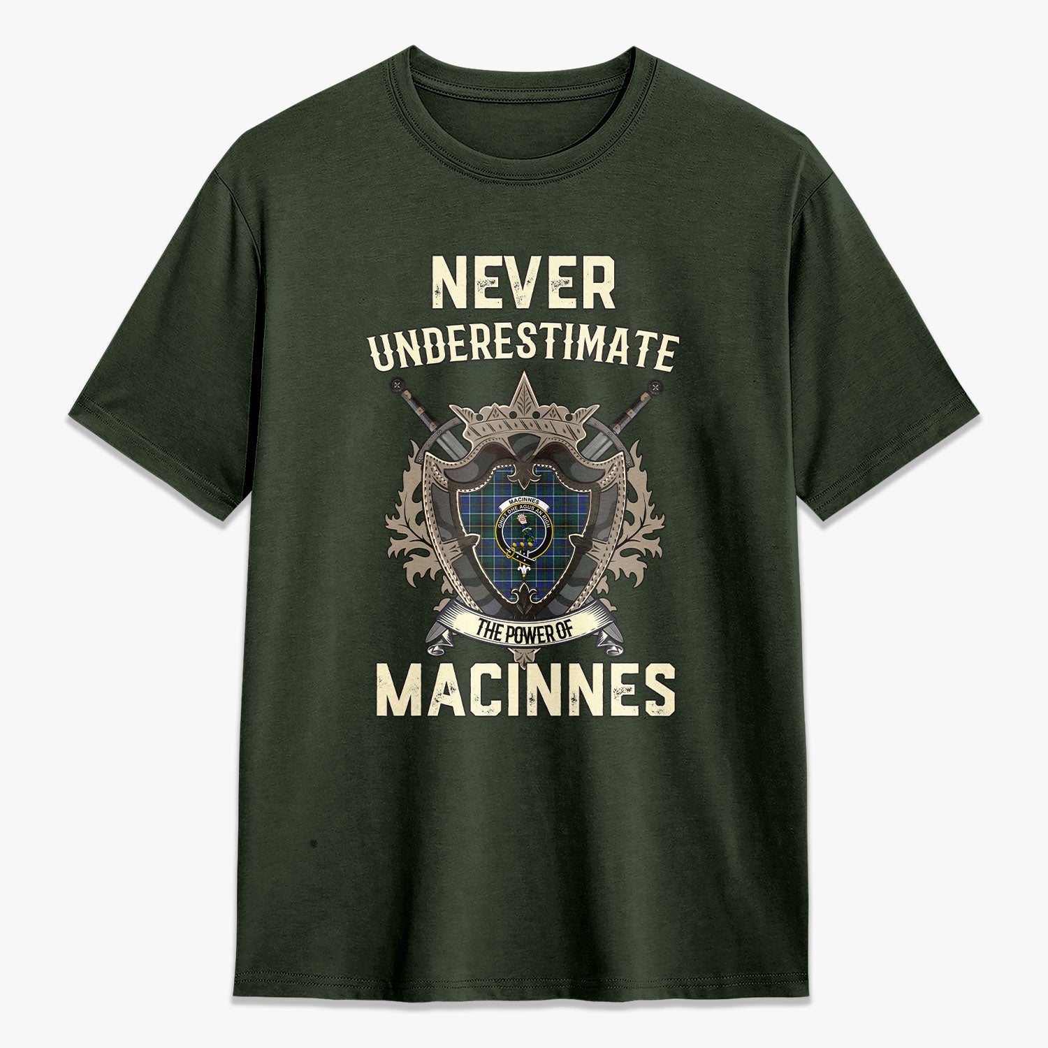 MacInnes Modern Tartan Crest 2D T-shirt - Never Underestimate Style