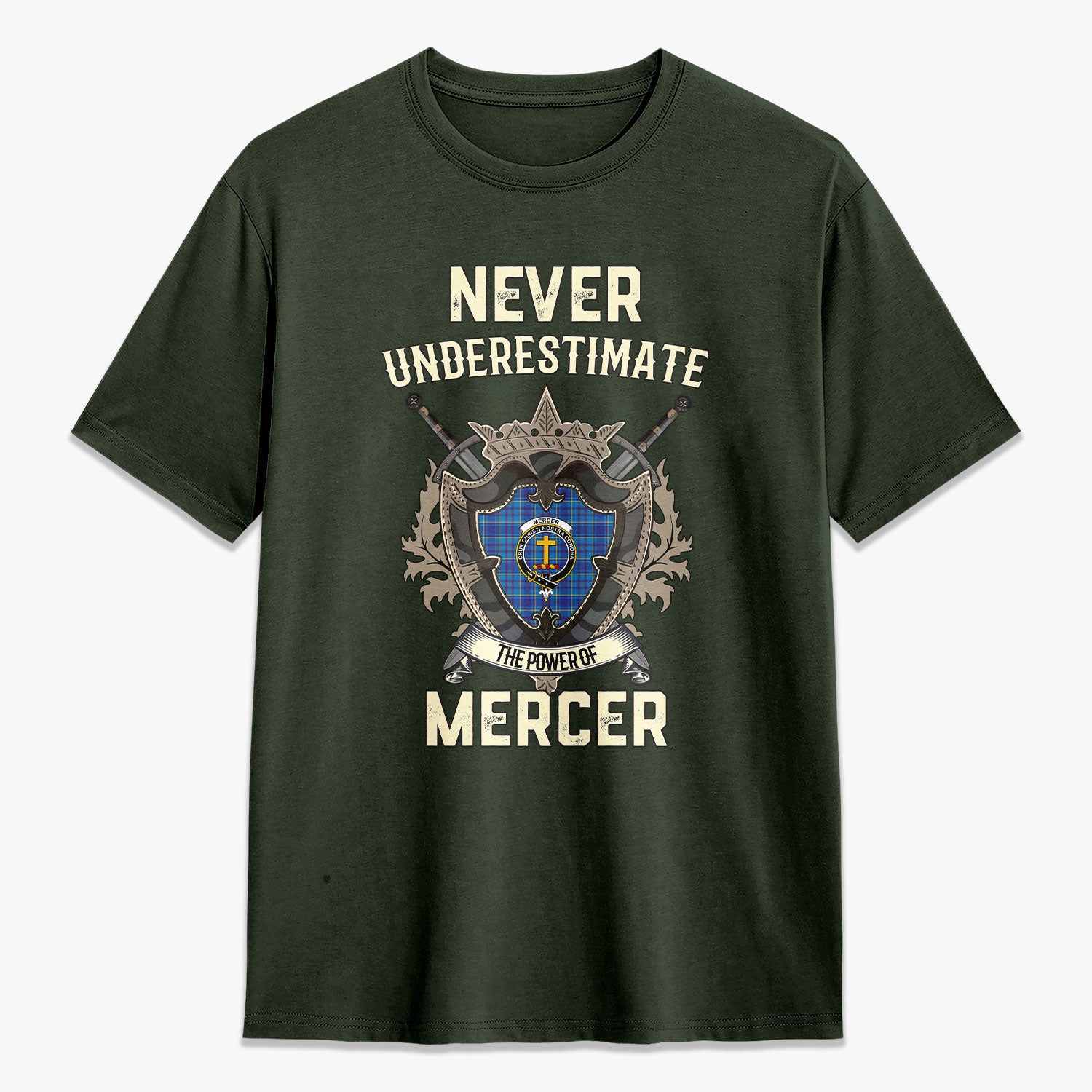 Mercer Modern Tartan Crest 2D T-shirt - Never Underestimate Style