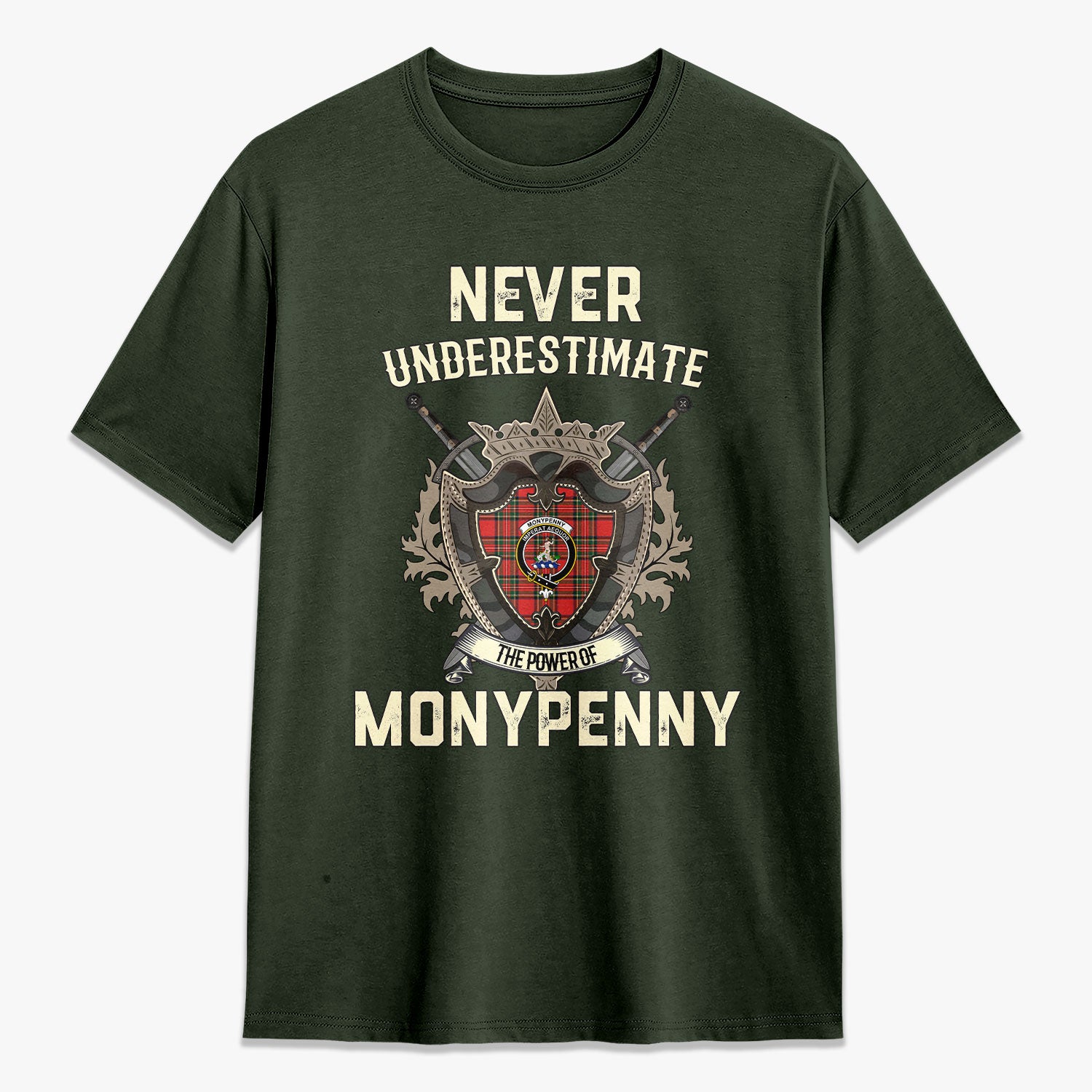 Monypenny Tartan Crest 2D T-shirt - Never Underestimate Style
