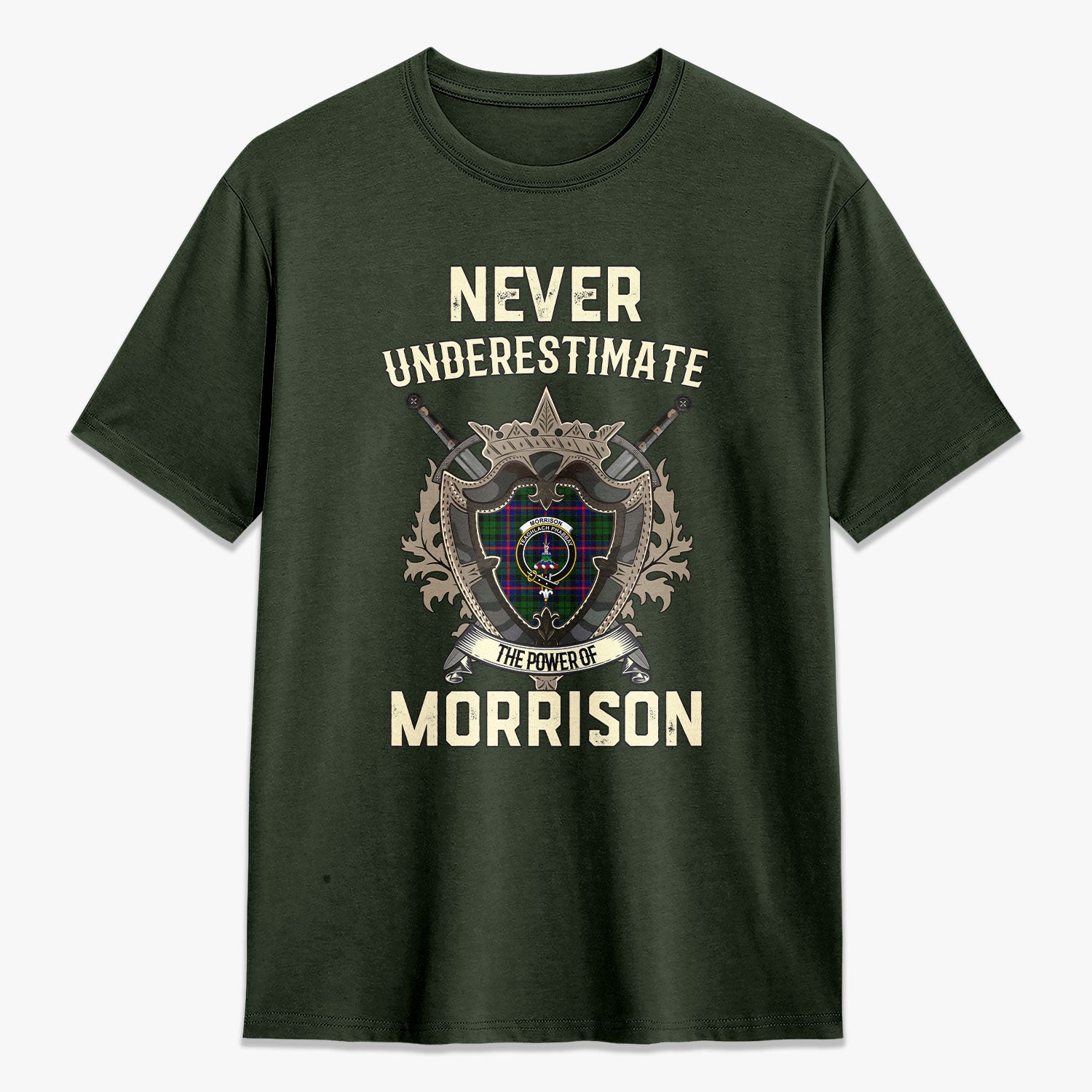 Morrison Modern Tartan Crest 2D T-shirt - Never Underestimate Style