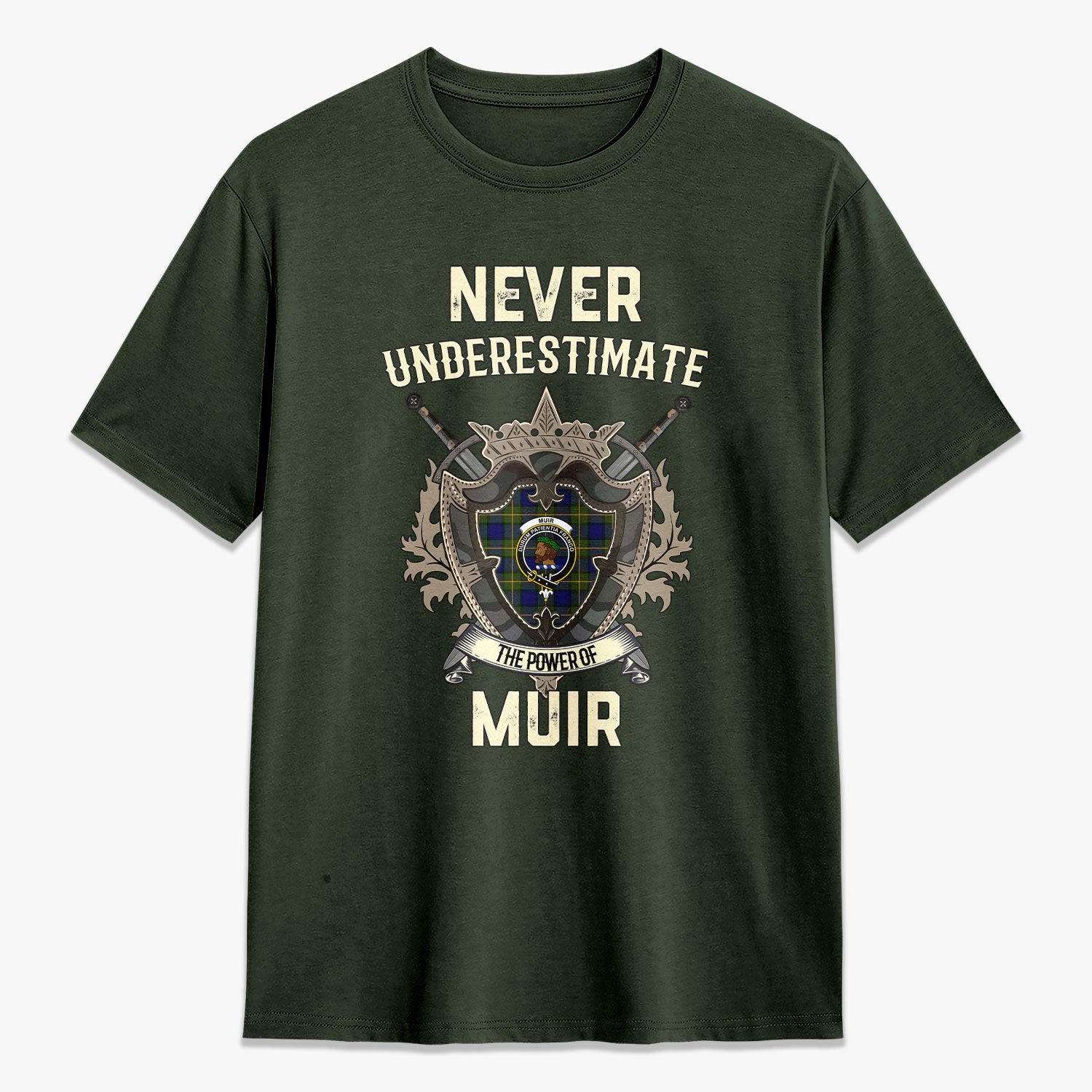 Muir Tartan Crest 2D T-shirt - Never Underestimate Style