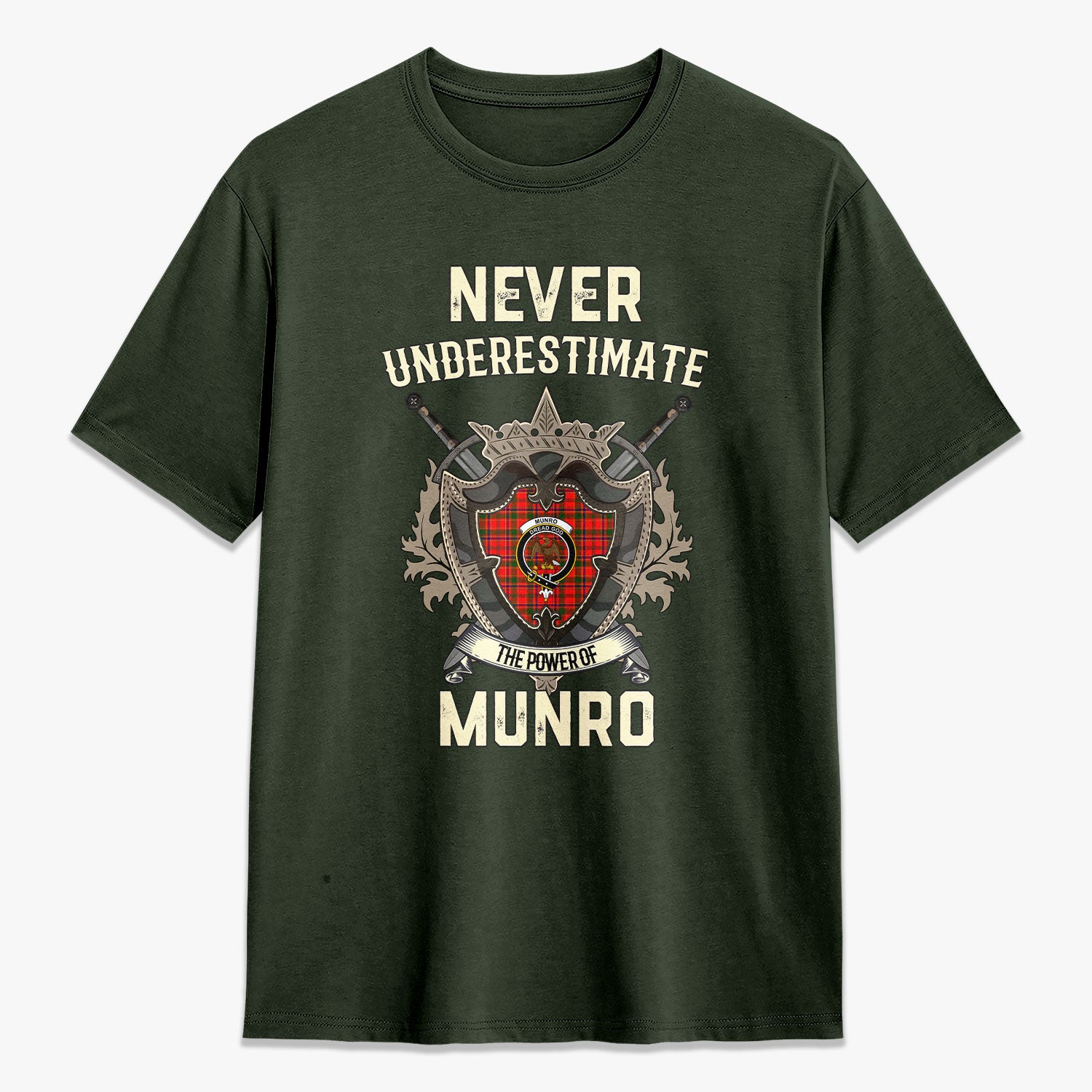 Munro Modern Tartan Crest 2D T-shirt - Never Underestimate Style