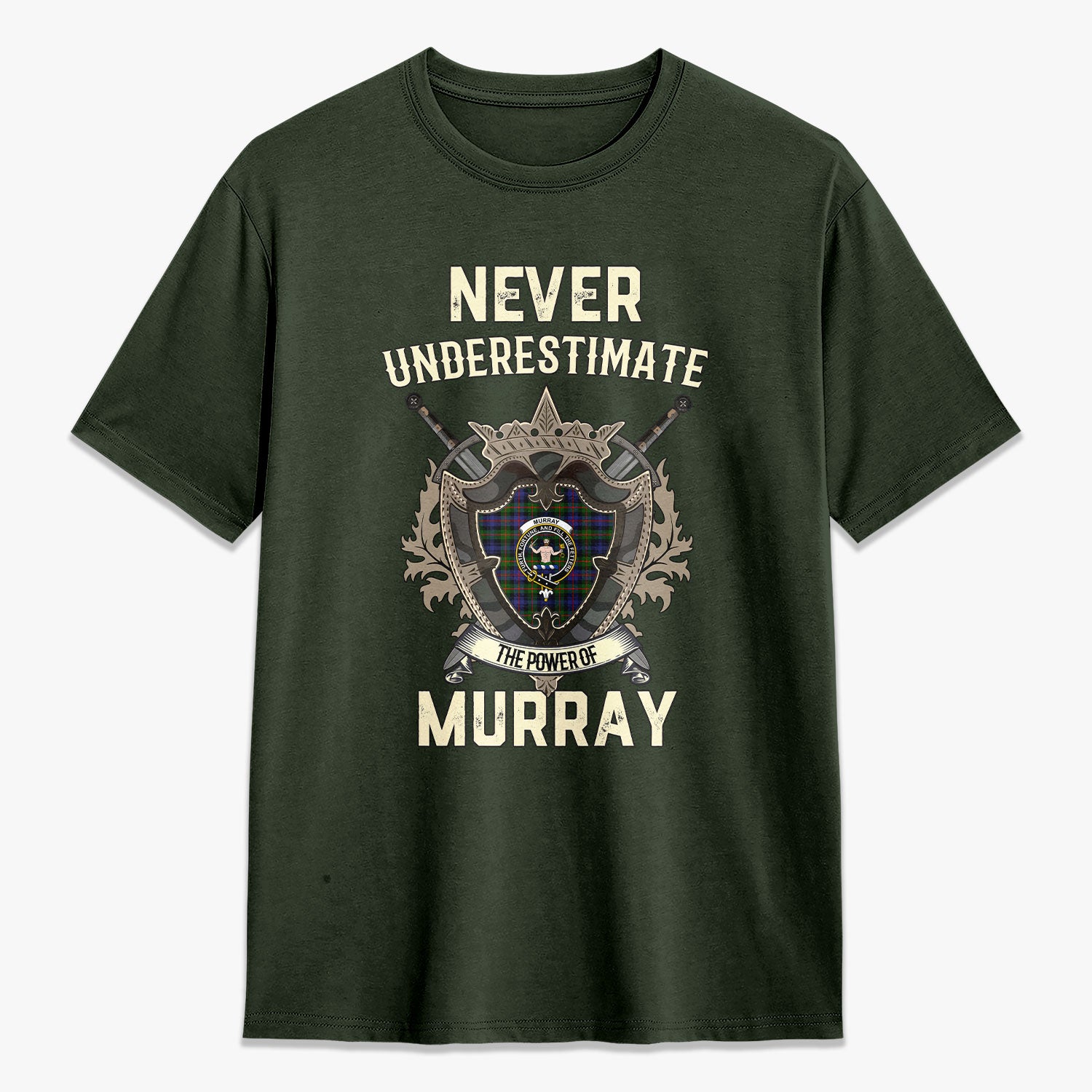 Murray of Atholl Modern Tartan Crest 2D T-shirt - Never Underestimate Style