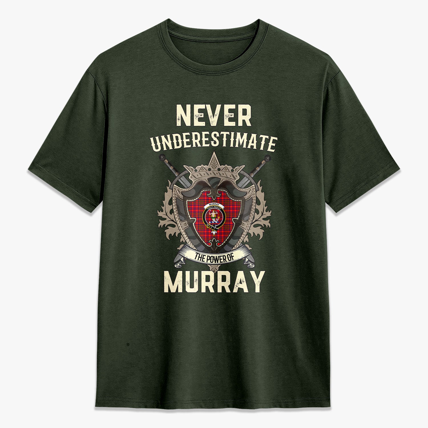 Murray of Tulloch Modern Tartan Crest 2D T-shirt - Never Underestimate Style