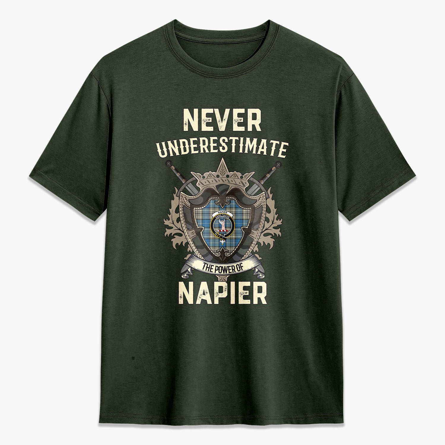Napier Ancient Tartan Crest 2D T-shirt - Never Underestimate Style