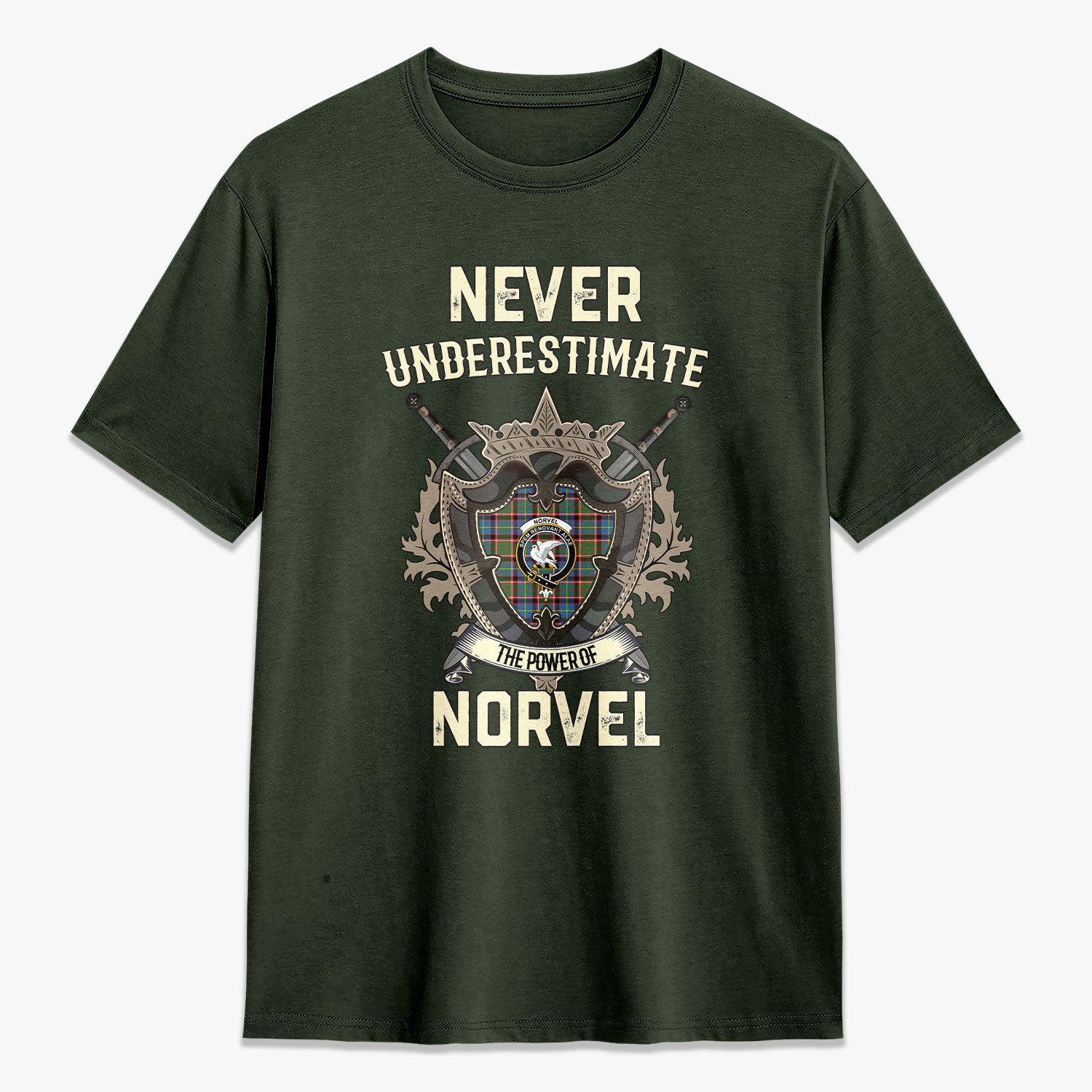 Norvel (or Norvill) Tartan Crest 2D T-shirt - Never Underestimate Style