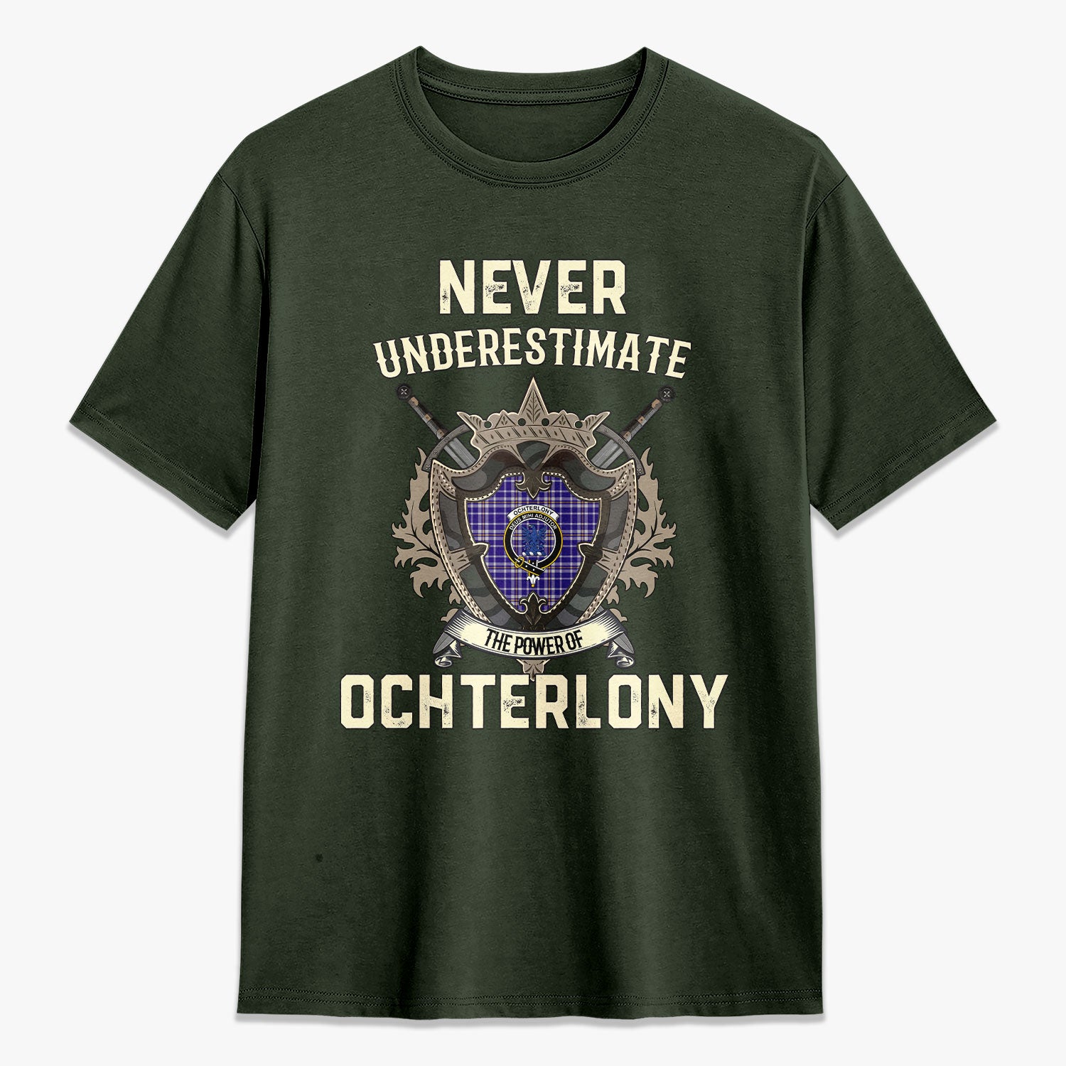 Ochterlony Tartan Crest 2D T-shirt - Never Underestimate Style