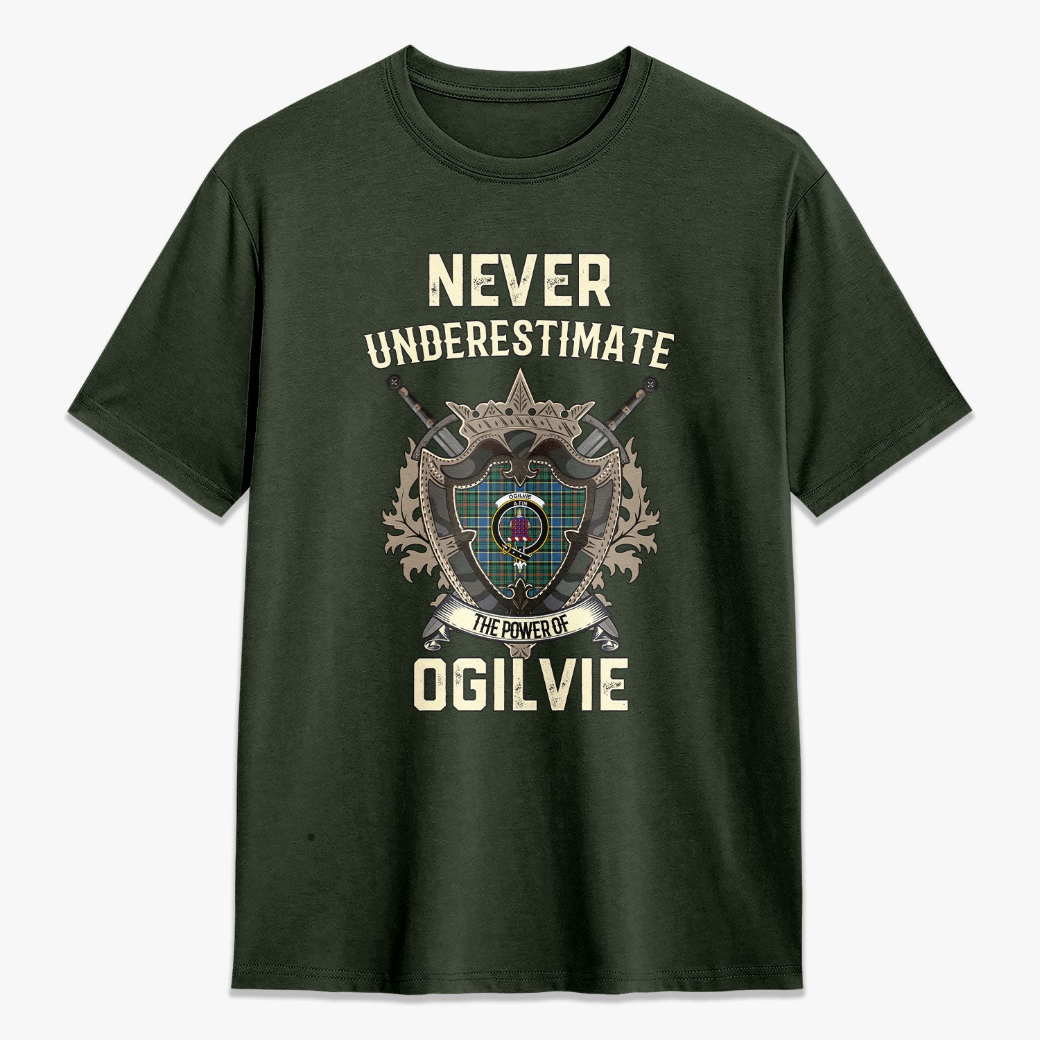 Ogilvie Hunting Ancient Tartan Crest 2D T-shirt - Never Underestimate Style
